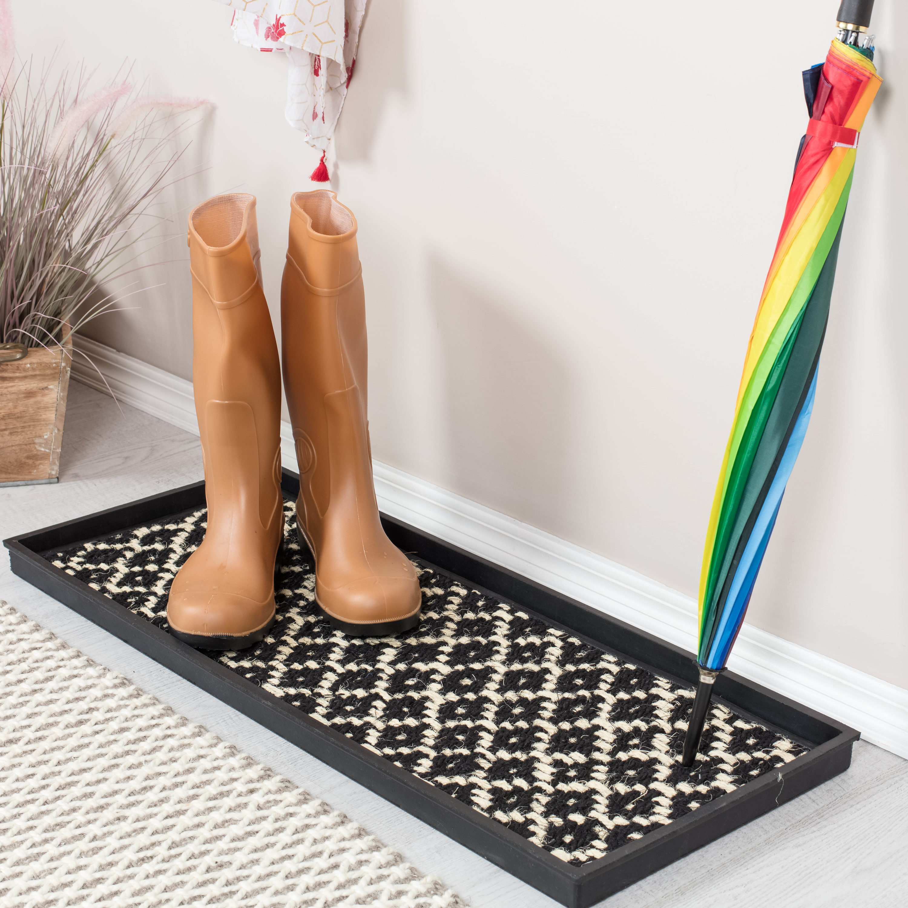 Anji Mountain AMB0BT3F-005 2-ft x 3-ft Black Rubber, Black/Ivory Coir/Rubber Rectangular Indoor or outdoor Home Boot tray