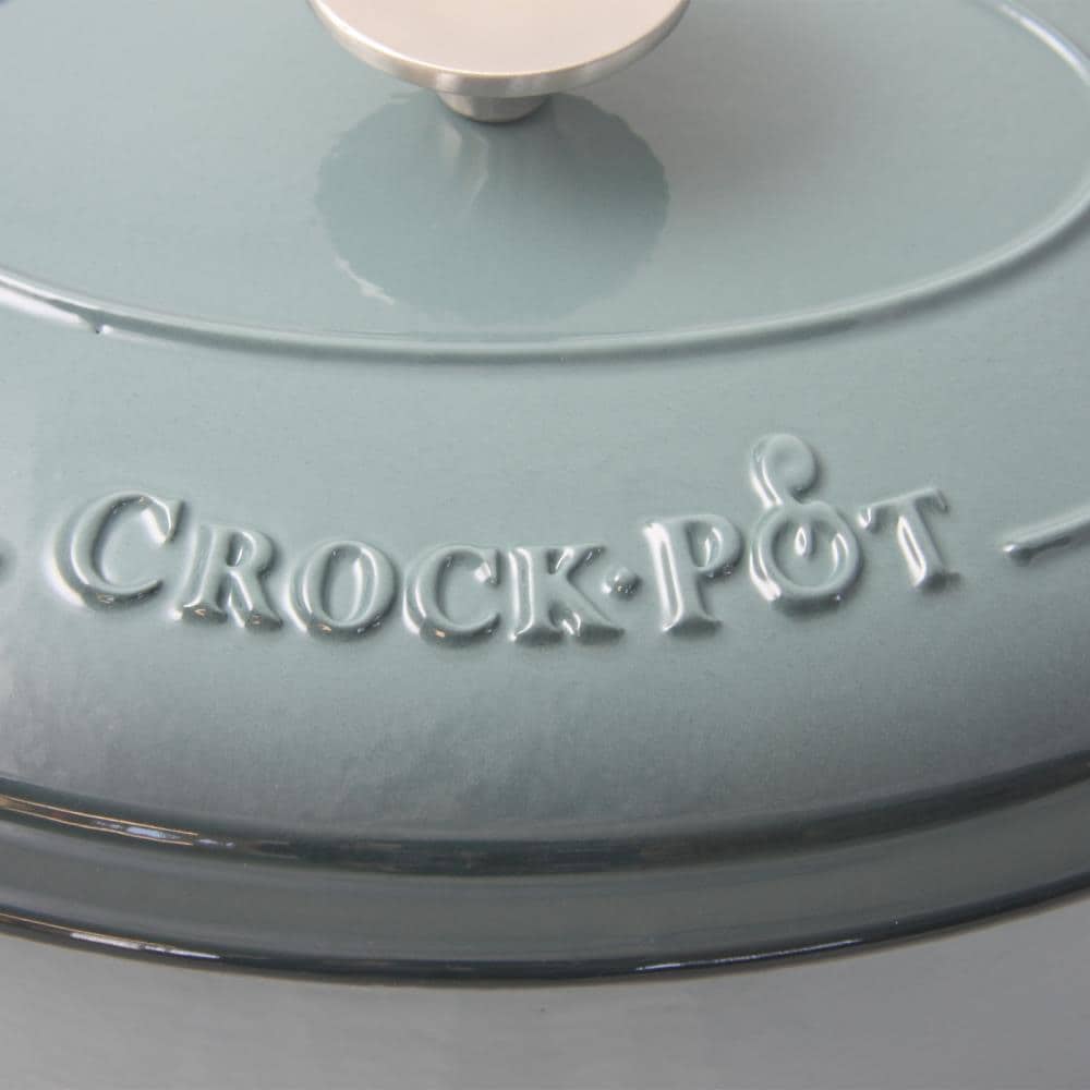 CHIPPED Crock-Pot Artisan Round Enameled Cast Iron Dutch Oven 5-Quart Slate  Grey