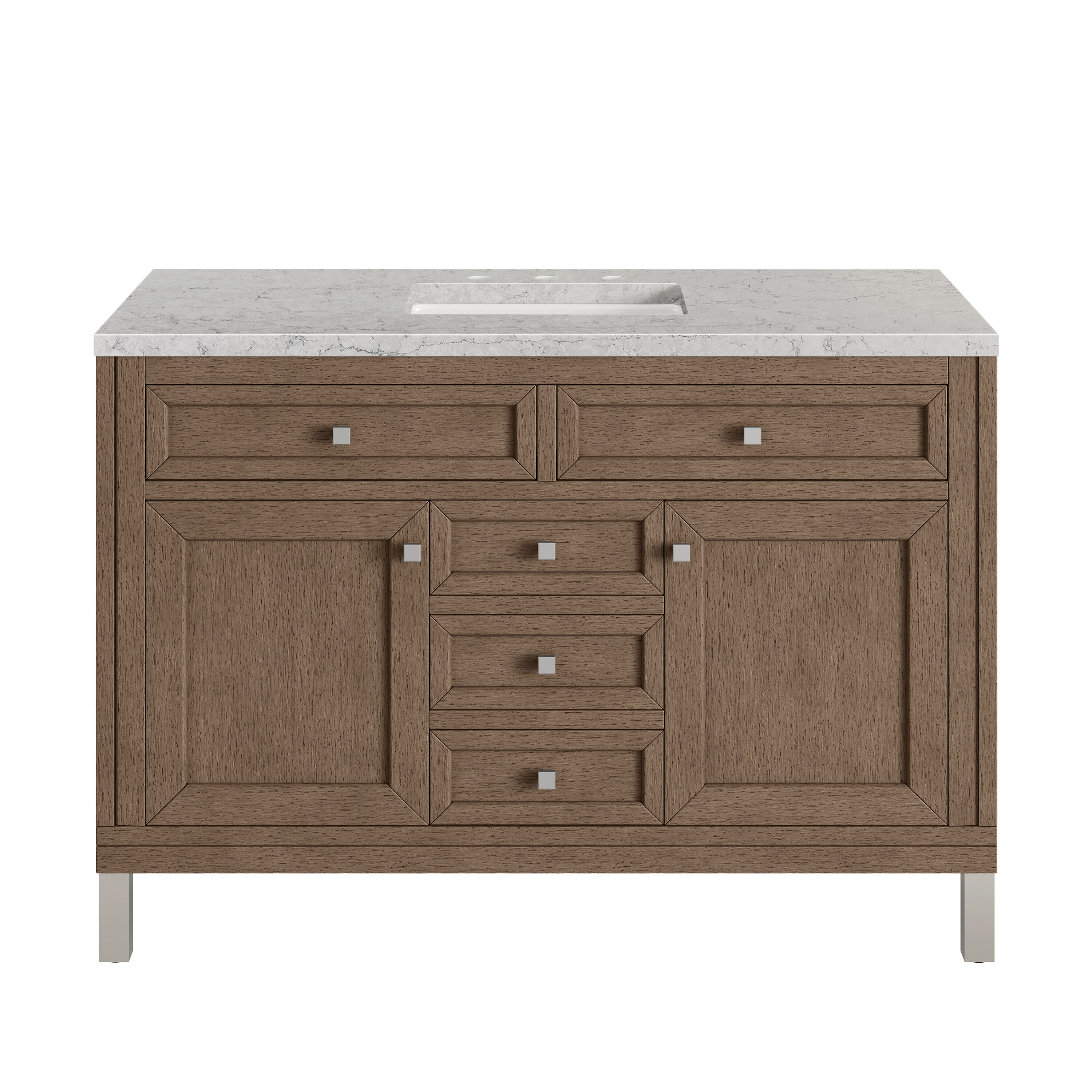 James Martin Vanities 305-V48-WWW-3EJP Chicago 48-in Whitewashed Walnut Undermount Single sink Bathroom Vanity with Eternal Jasmine Pearl Quartz Top