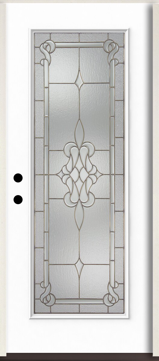 American Building Supply LO964343 Stately 36-in x 80-in x 4-5/8-in Fiberglass Full lite Right-hand inswing Modern White Paint Painted Prehung Single door Front Door Insulating core Decorative glass