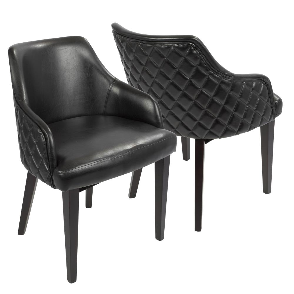 LumiSource DC-ESTBN E+BK2 Set of 2 Esteban Contemporary/Modern Faux Leather Upholstered Dining Side Chair (Wood Frame)