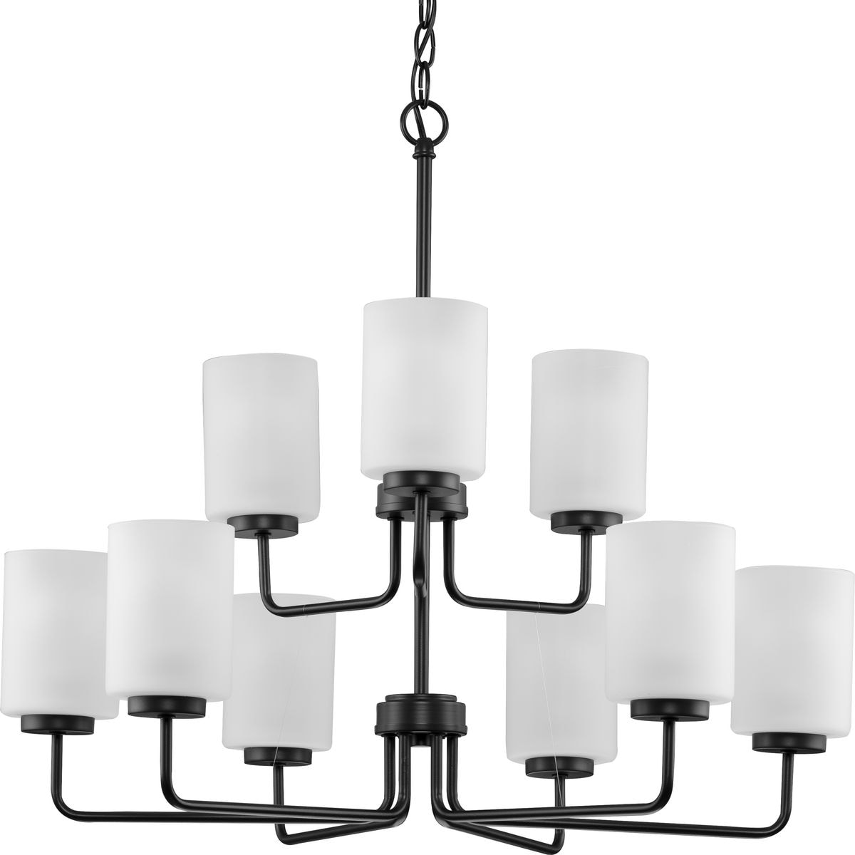 Progress Lighting P400276-031 Merry 9 -Light Matte Black Transitional For Use in Bedrooms, Dining Rooms, Foyers, Kitchens, Living Rooms Chandelier