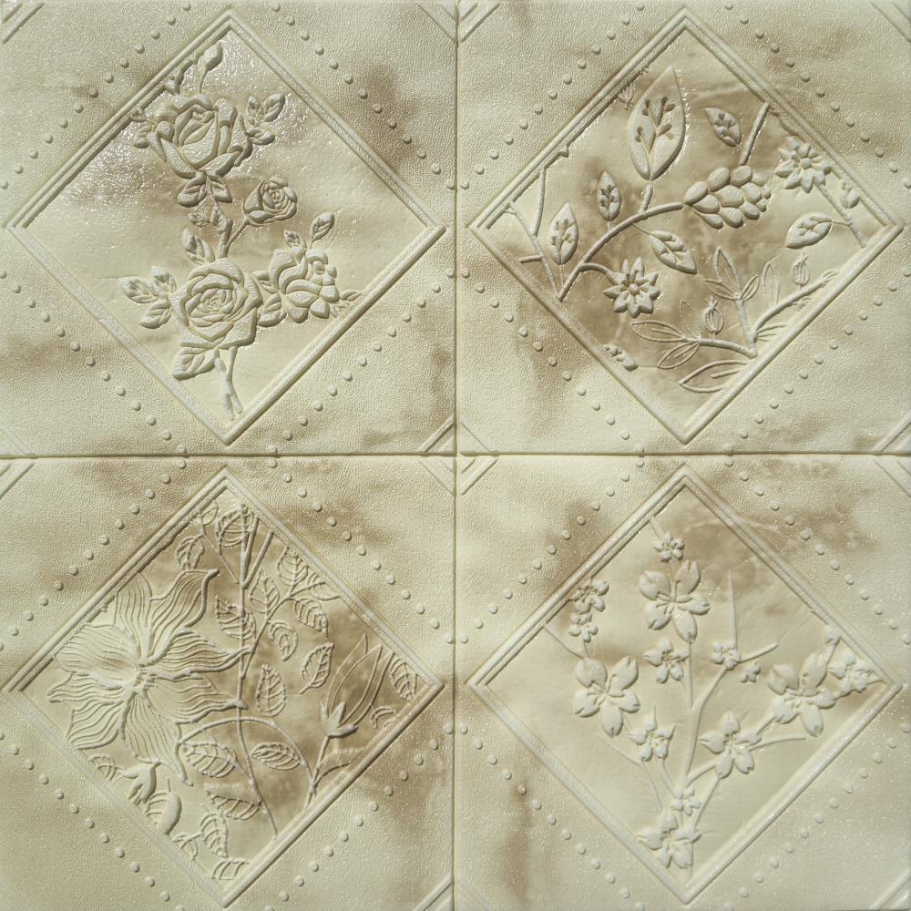 Dundee Deco 28-in x 28-in Embossed Beige, Brown Polyurethane Flower ...