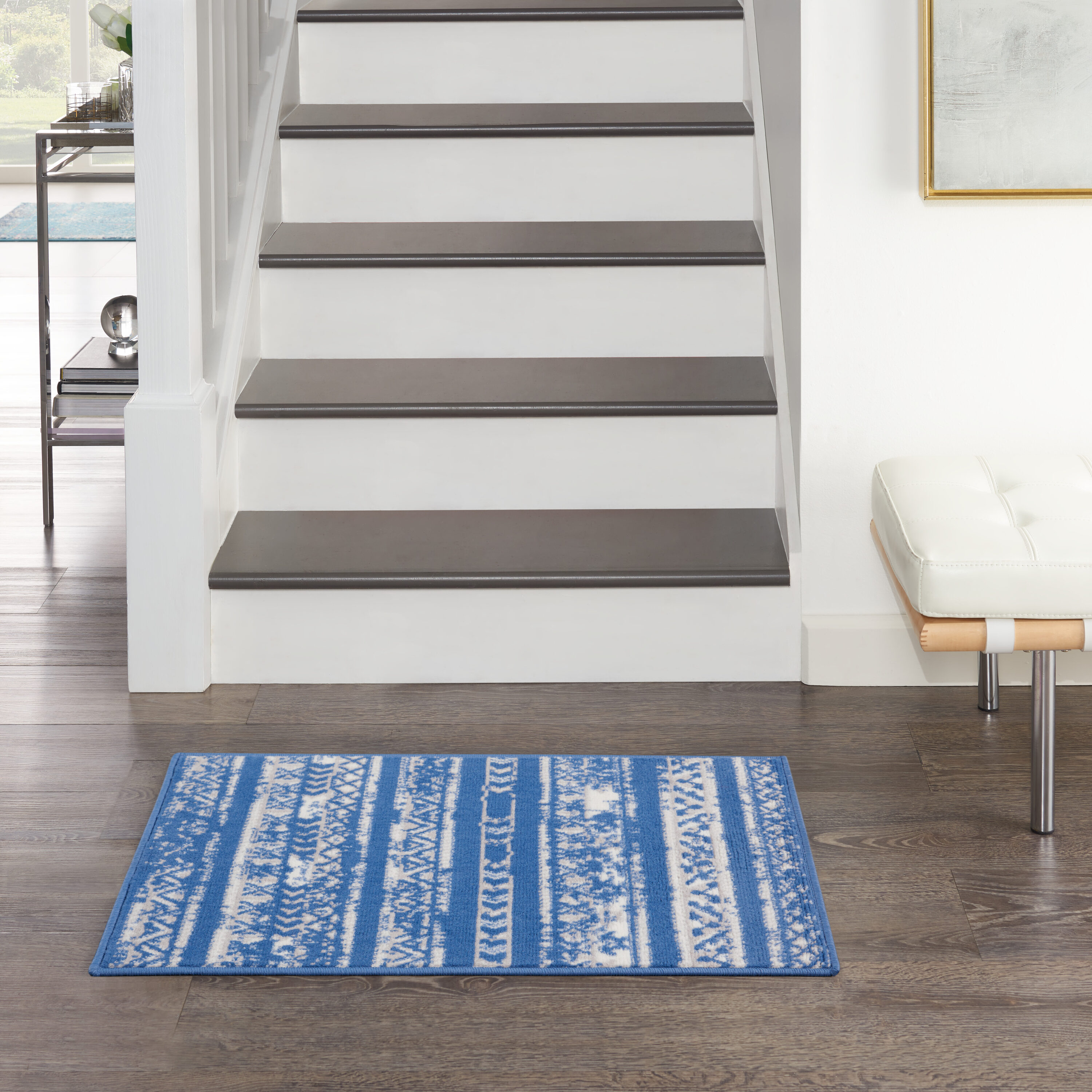 Nourison 99446834690 Whimsicle 2 x 3 (ft) Loomed Polypropylene Light Blue Ivory Rectangular Indoor Distressed/Overdyed Area rug