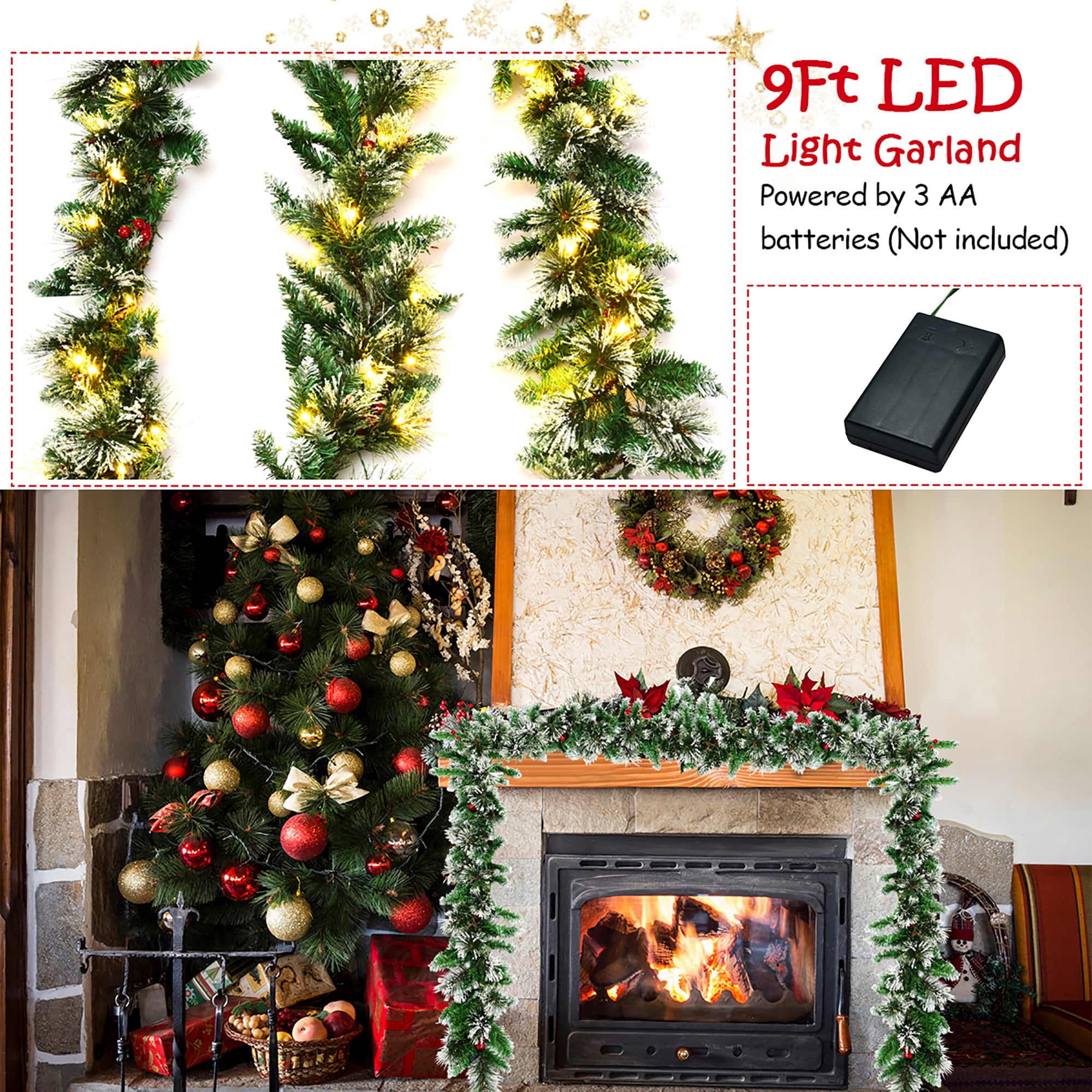 Costway CM22831 Artificial-Christmas-Garland - View #5