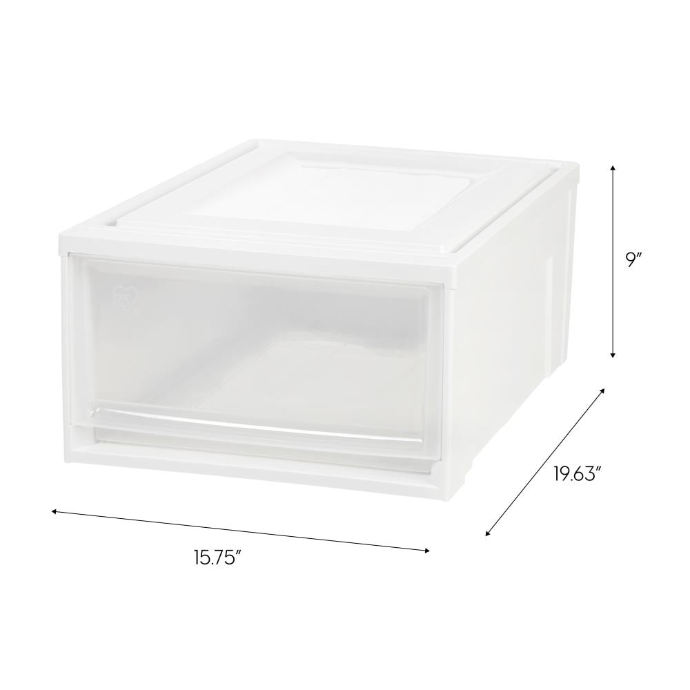 IRIS USA 4Pack Medium 17qt Stackable Plastic Drawers for Clothes, White