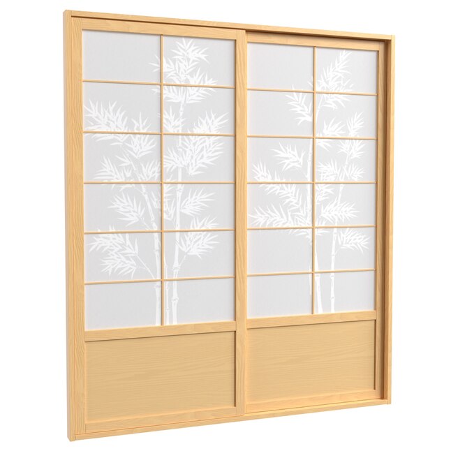 Red Lantern Oriental Furniture 72-in x 82-in Natural 2-Panel Square Stained Pine Wood Sliding Door (Hardware Included) Red Lantern Oriental Furniture 72-in x 82-in Natural 2-Panel Square Stained Pine Wood Sliding Door (Hardware Included)