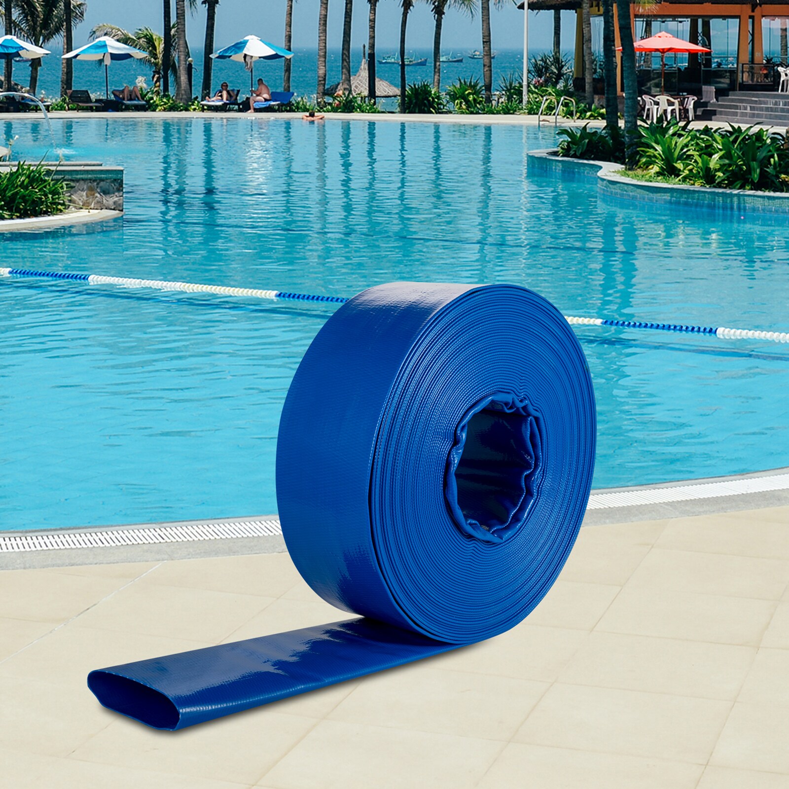 Blue 105 ft Heavy Duty PVC Pool Backwash Hose