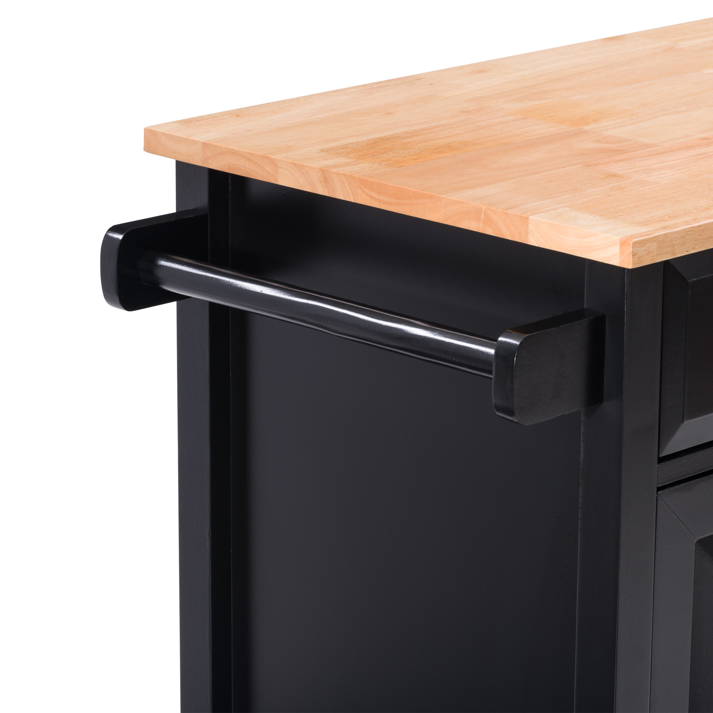 BABOOM Black Wood Base with Wood Top Rolling Kitchen Cart (20-in x 32.5-in x 36.5-in)