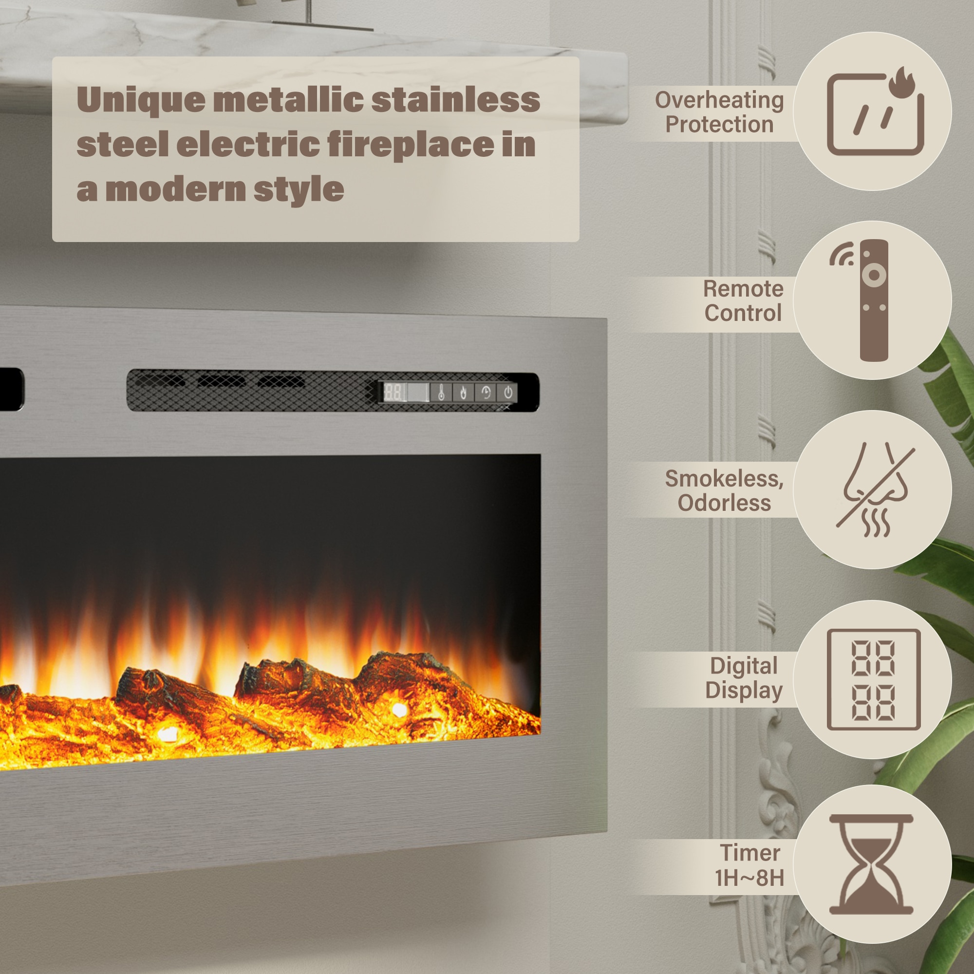 Clihome CL-W60 Electric-Fireplaces - View #8