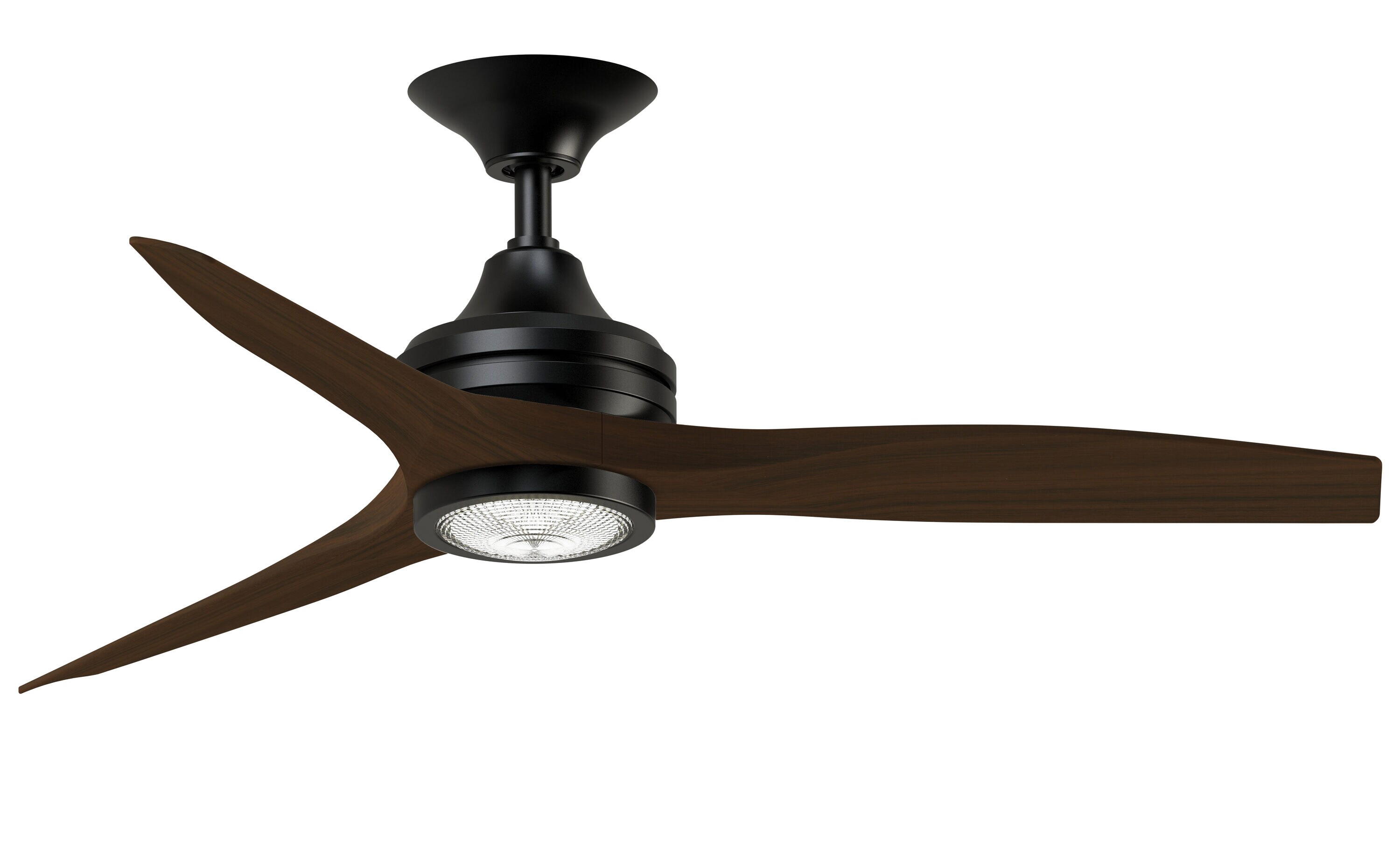 Fanimation FP6721BBL-48WK-LK Spitfire 48-in Integrated LED Outdoor Black with Whiskey Wood Blades Propeller Ceiling Fan With Light - Remote Included ( 3 -Blade )