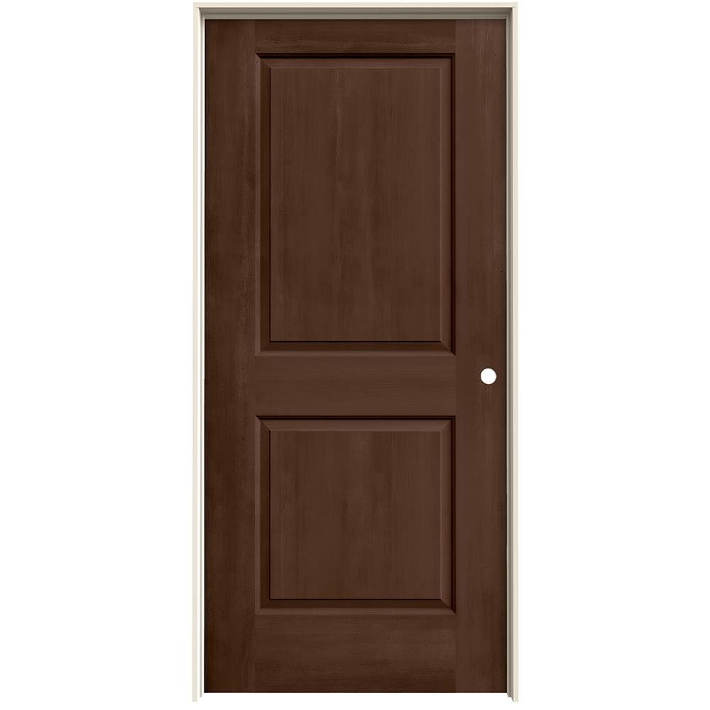 JELD-WEN LOWOLJW222200887 36-in x 80-in Milk Chocolate Hollow core 2-panel square Left hand Smooth Stained Molded composite Flat Jamb Single Prehung Interior Door