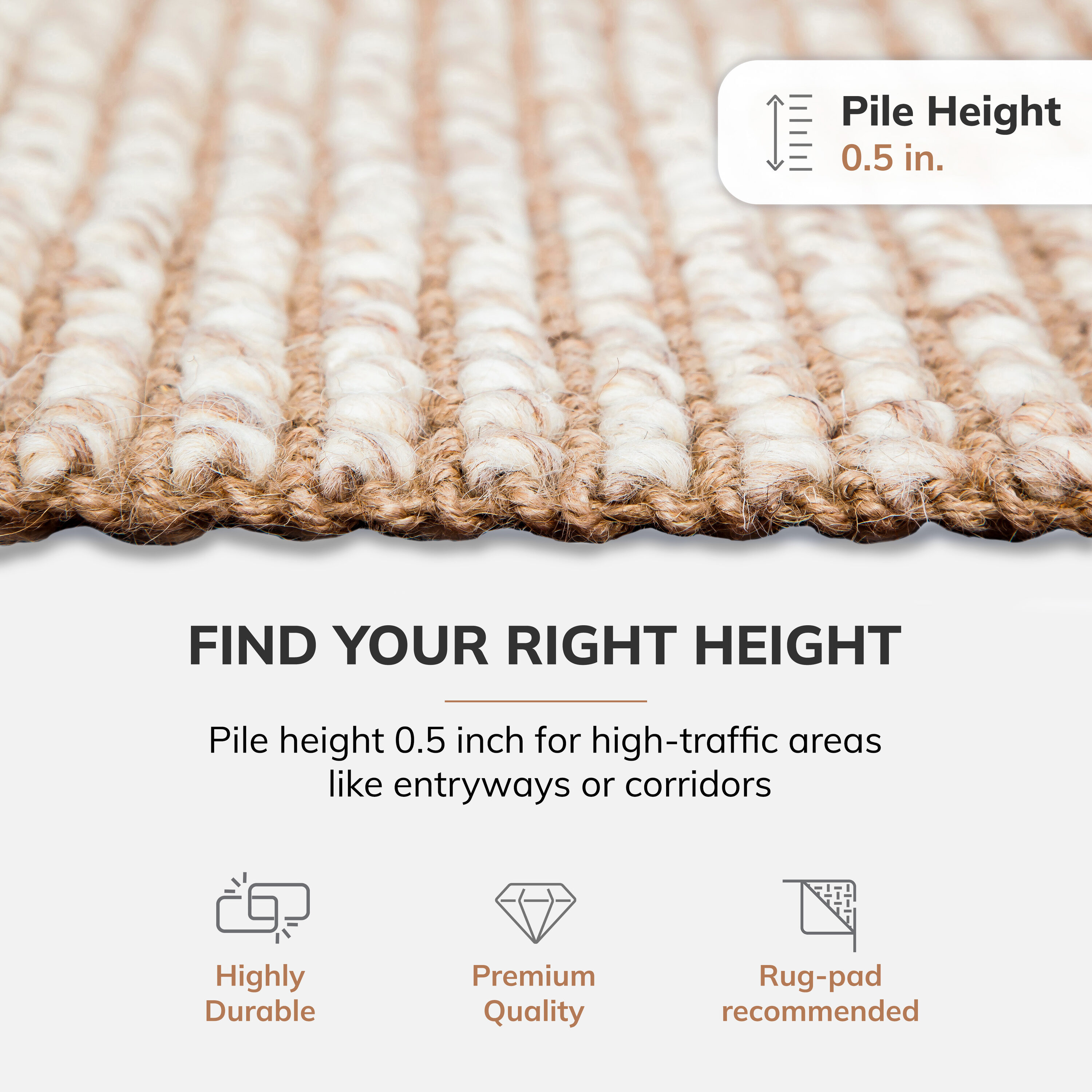 Handmade Reversible Rectangular Beige Wool Area Rug