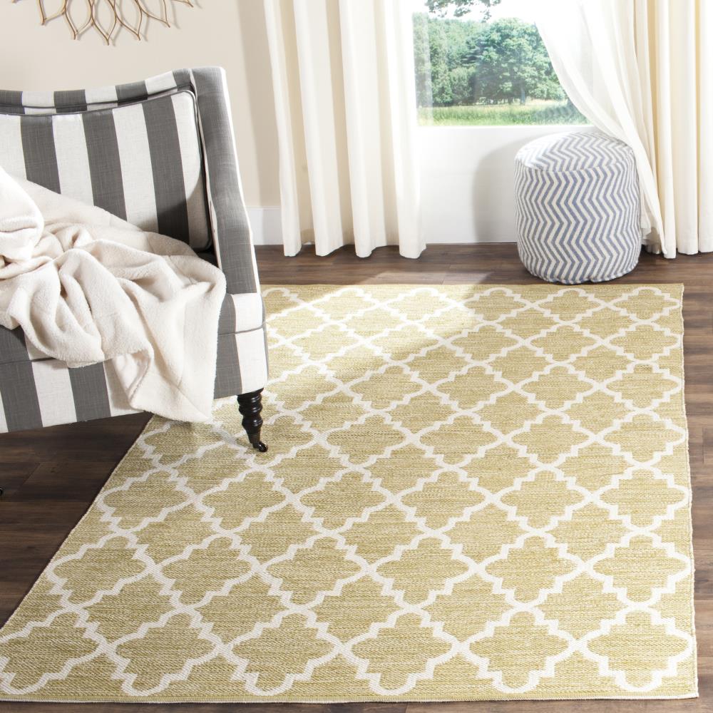 Casual Coastal Montauk 5'x8' Green/Ivory Cotton Area Rug