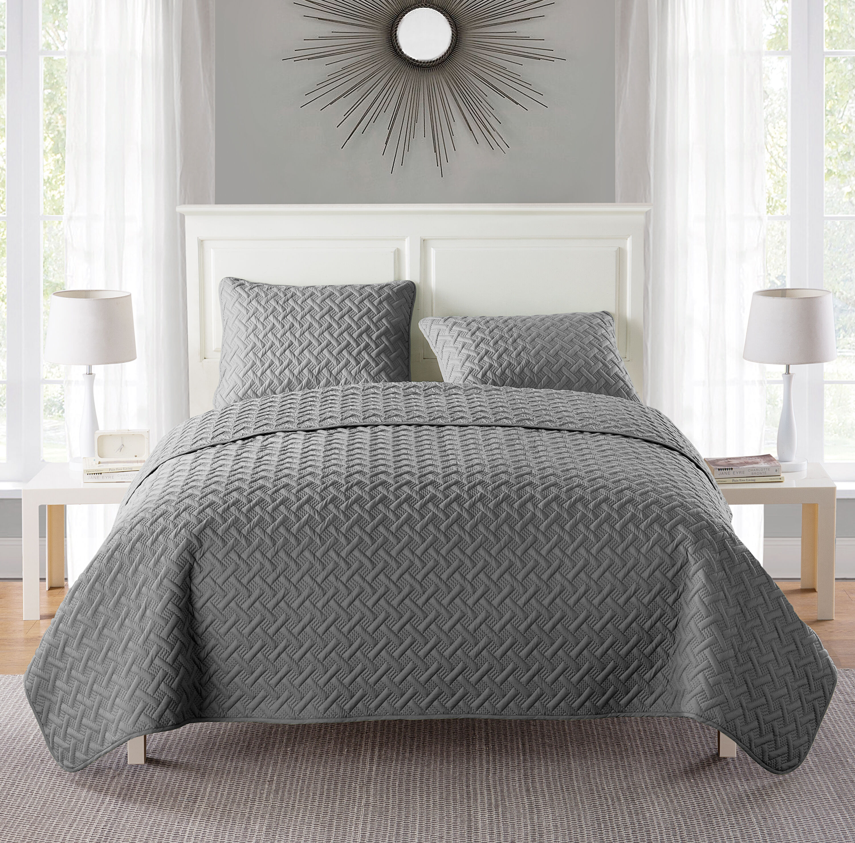 VCNY Home Nina 3 -Piece Grey King Quilt Set