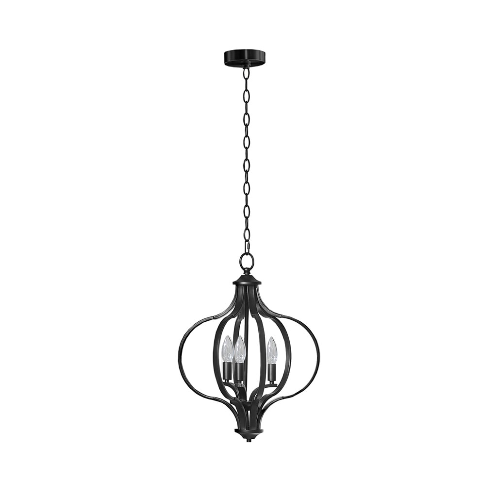 Nava Black Metal 3-Light Candle Chandelier with Adjustable Chain
