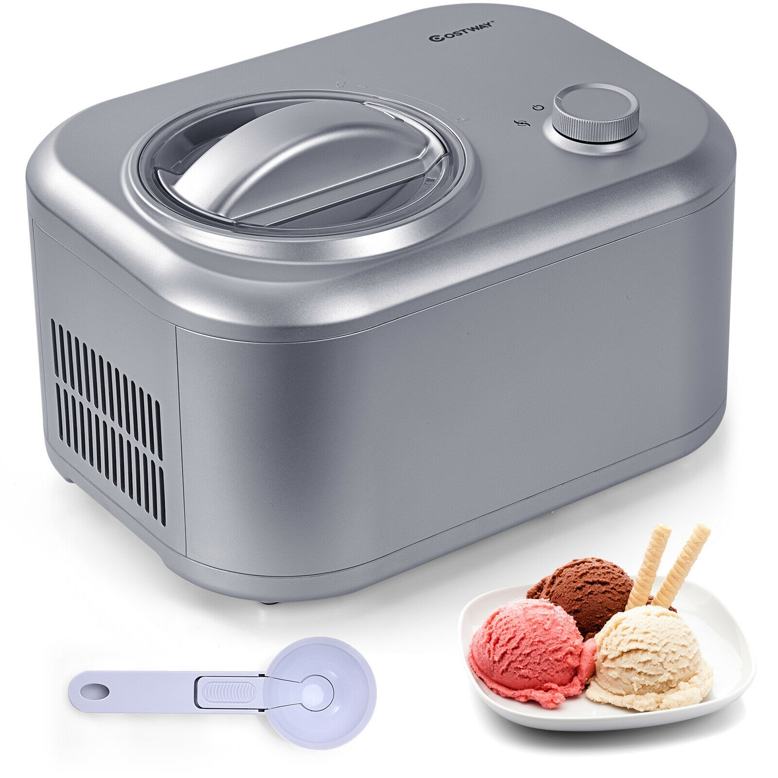 CASAINC 1.1 QT Ice Cream Automatic Machine with Spoon,Sliver in the Ice Cream Makers department at Lowes.com