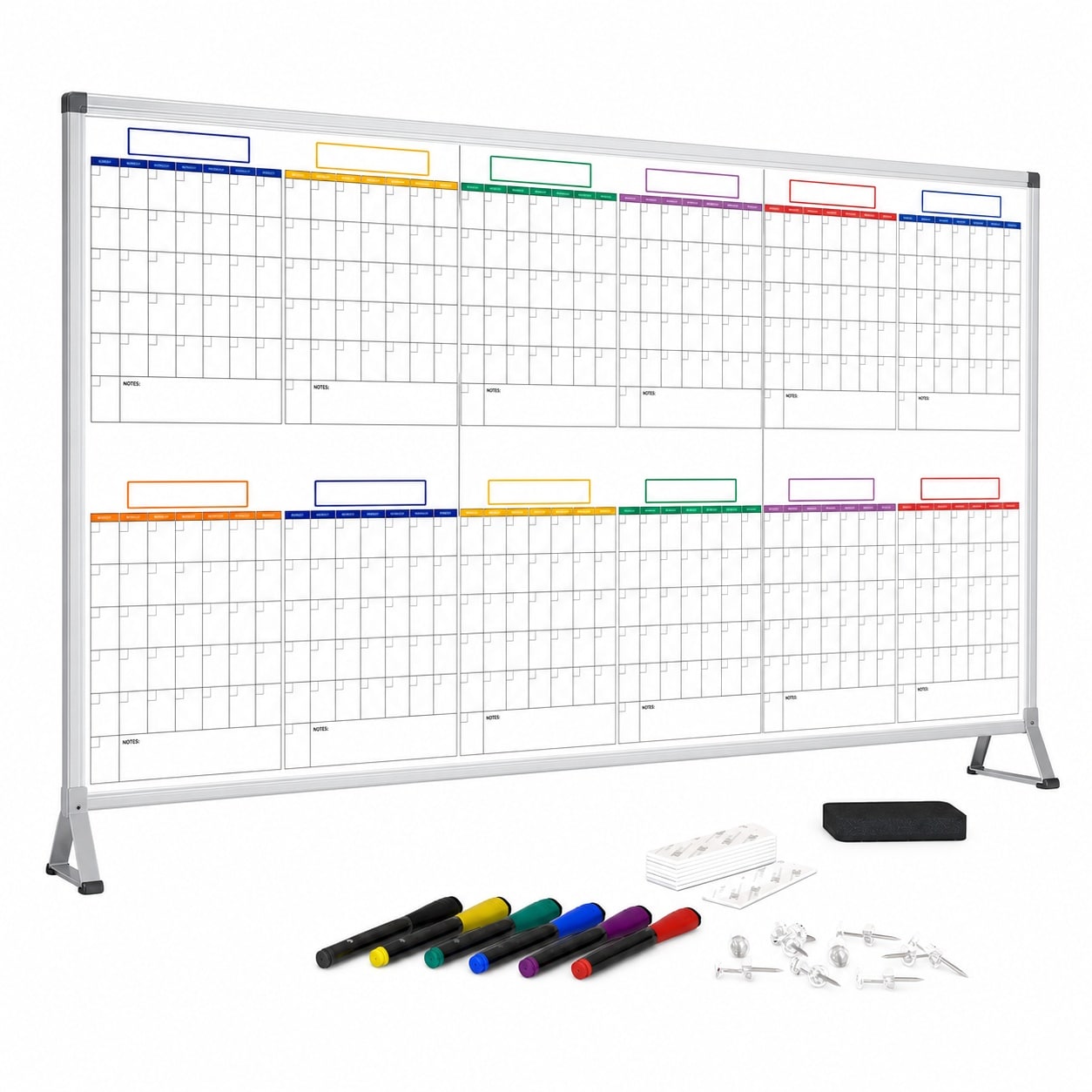 Baginizer Extra Large Dry Erase Monthly Wall Planner 12 Month Calendar With Markers Eraser Mounting Tape