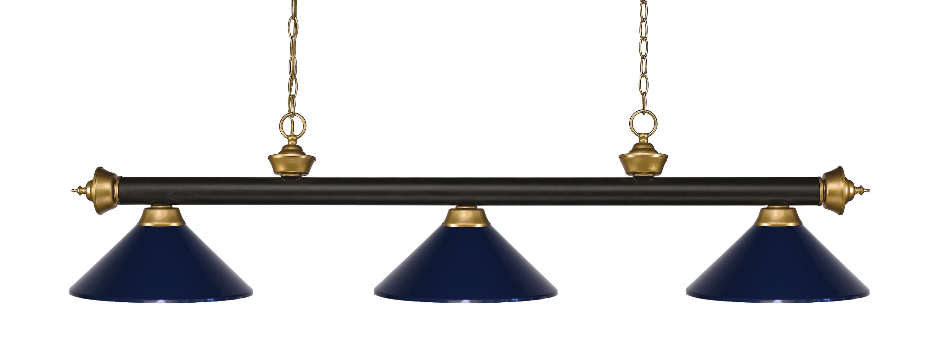 Z-Lite 200-3BRZ+SG-MNB Riviera Bronze + Satin Gold Incandescent Medium base (E-26) Pool Table Lighting