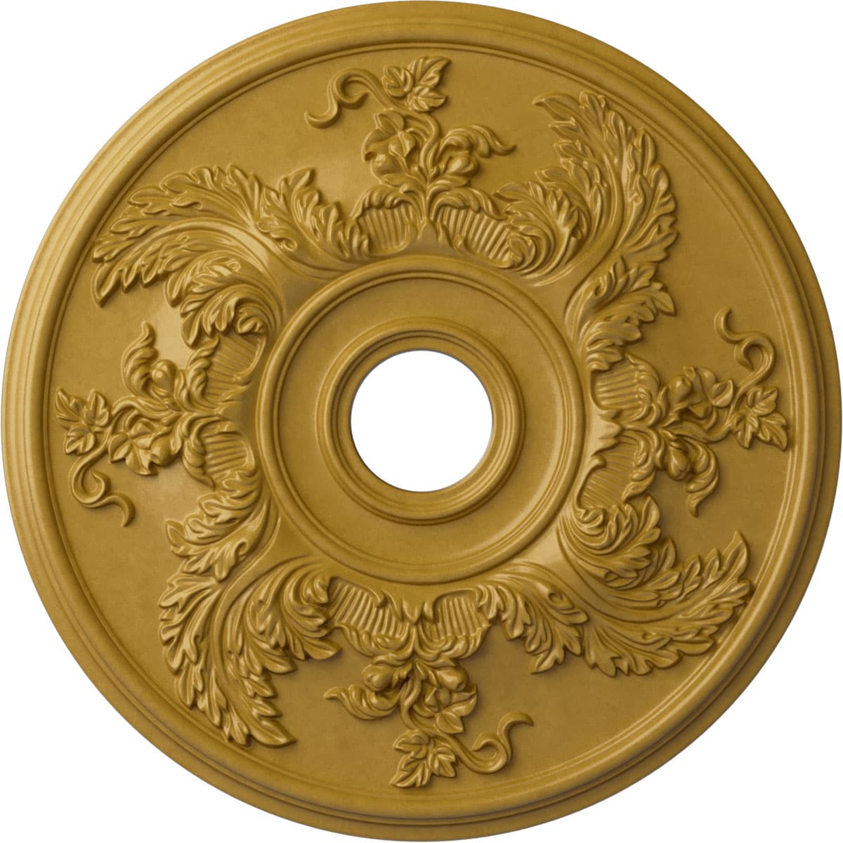 Ekena Millwork CM23ACIGS Acanthus Twist 23.625-in W x 23.625-in L Painted Iridescent Gold Polyurethane Whole Ceiling Medallion