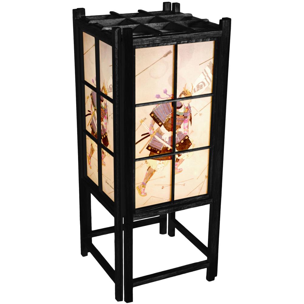 Red Lantern LMPSAM-BLACK Oriental Furniture 18-in Black Table Lamp with Paper Shade