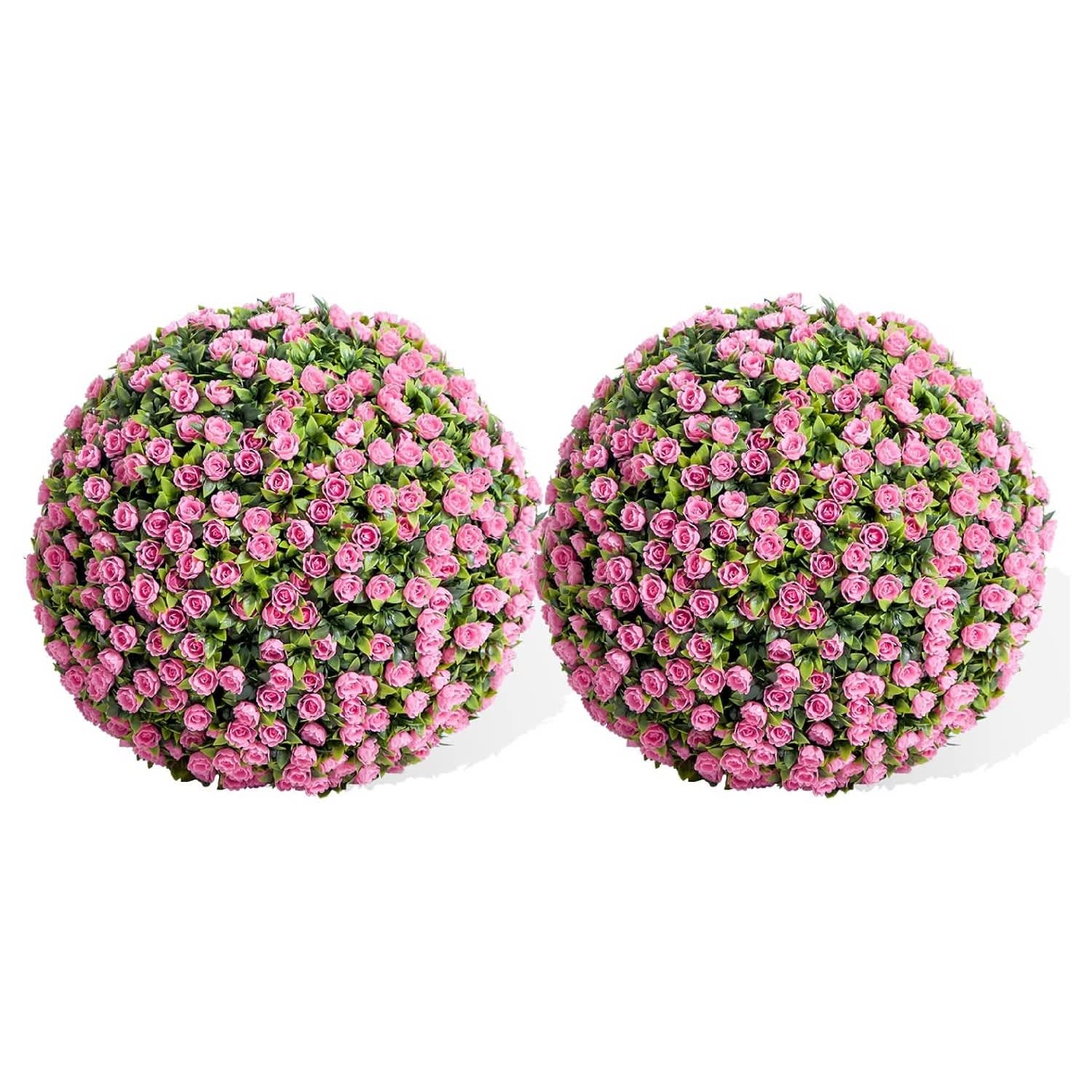 Qeetex GGL-PHO-348NYXKD Artificial Topiary Balls Set of 2-Flower Topiary Balls Decorative Balls for Outdoor and Indoor-Wedding Decoration