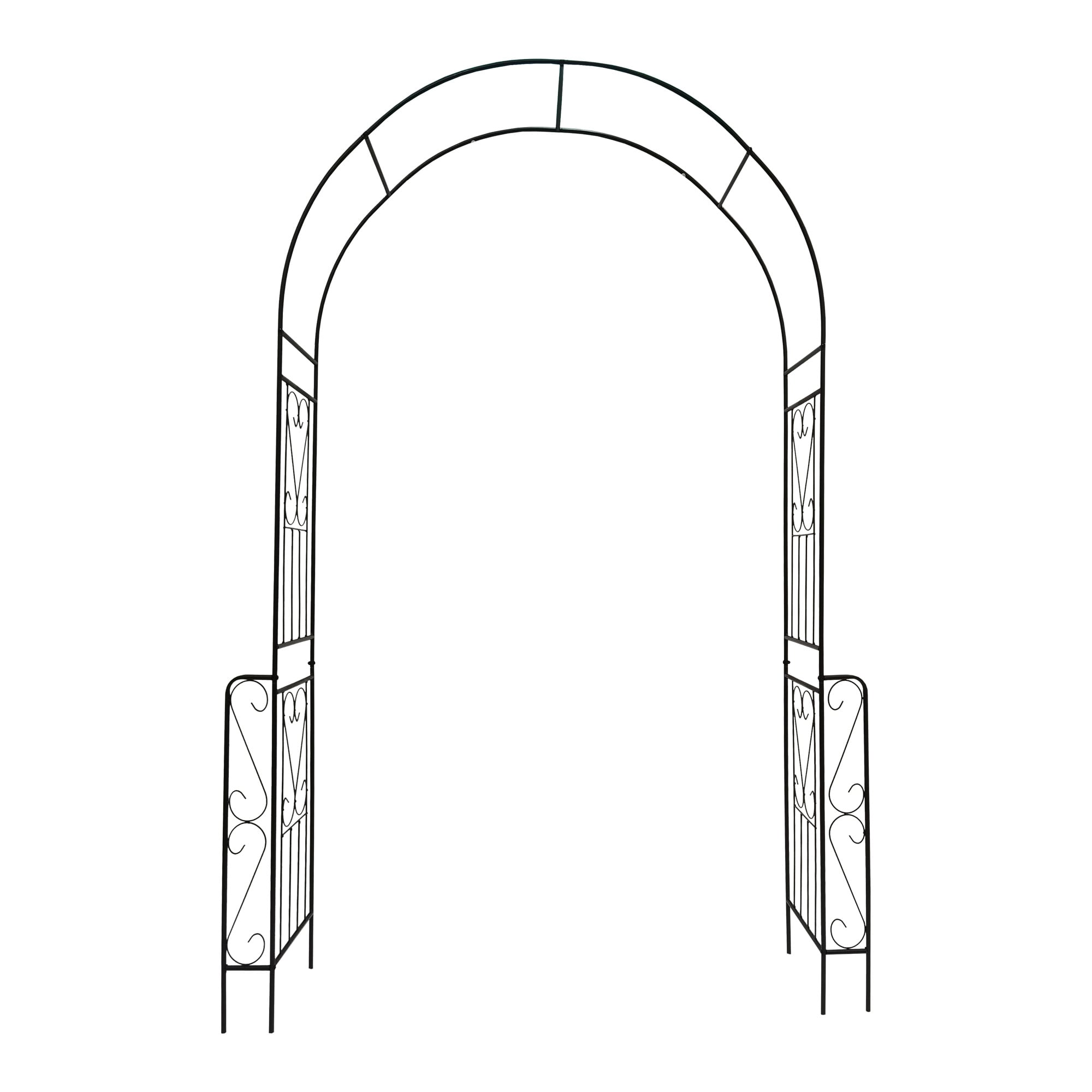 JJJ Metal Garden Arch 55-in W x 94.5-in H Black Iron Garden Trellis For Climbing Plants For Cucumbers For Roses For Tomatoes