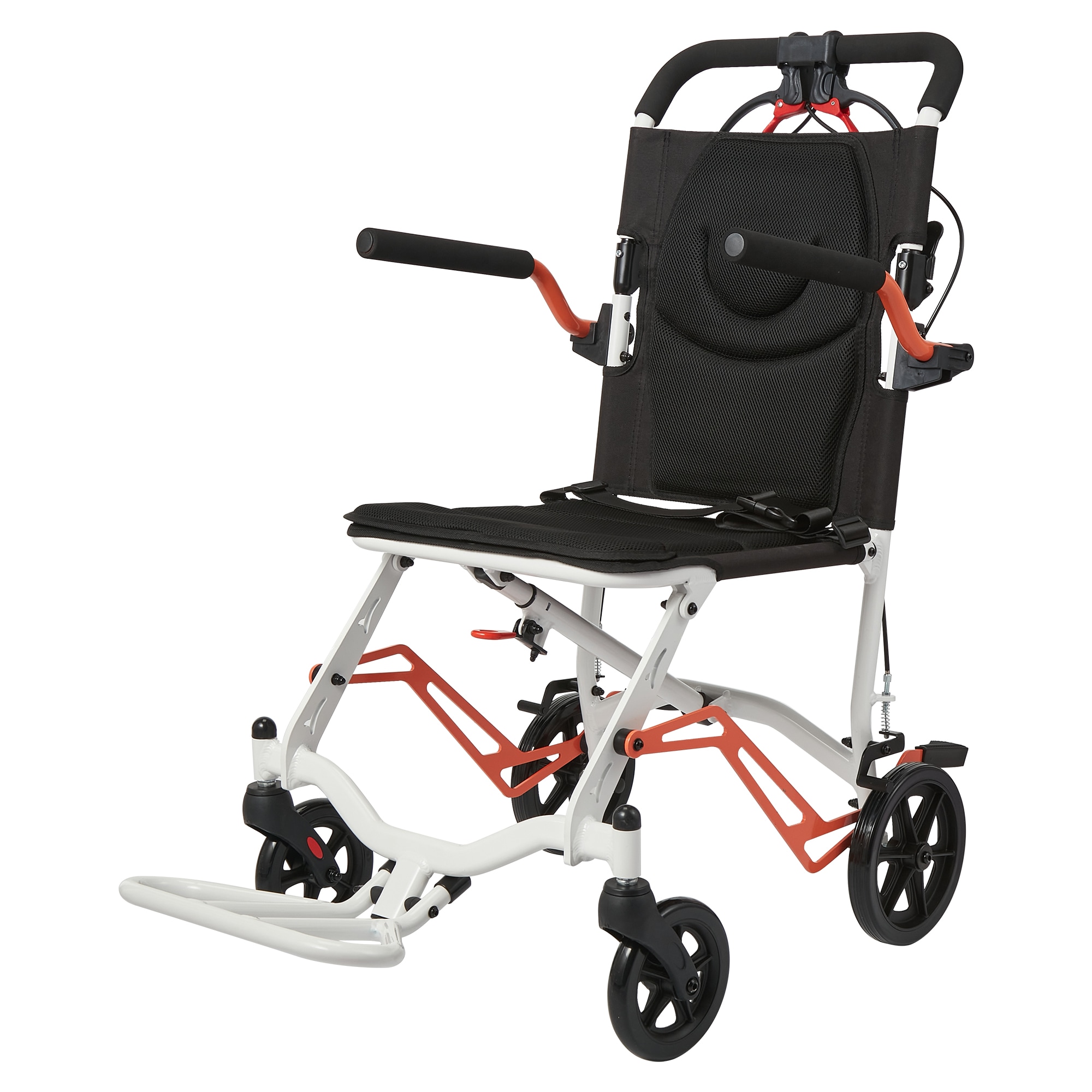 Aoile Lightweight Foldable Transport Wheelchair Aircraft Grade Aluminum Manual Mobility Chair with Hand Brakes Storage Pocket Shock Absorbing Wheels for Travel Outdoor Use