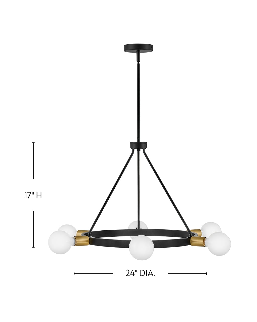Orla Black and Brass 6-Light Mid-Century Modern Chandelier