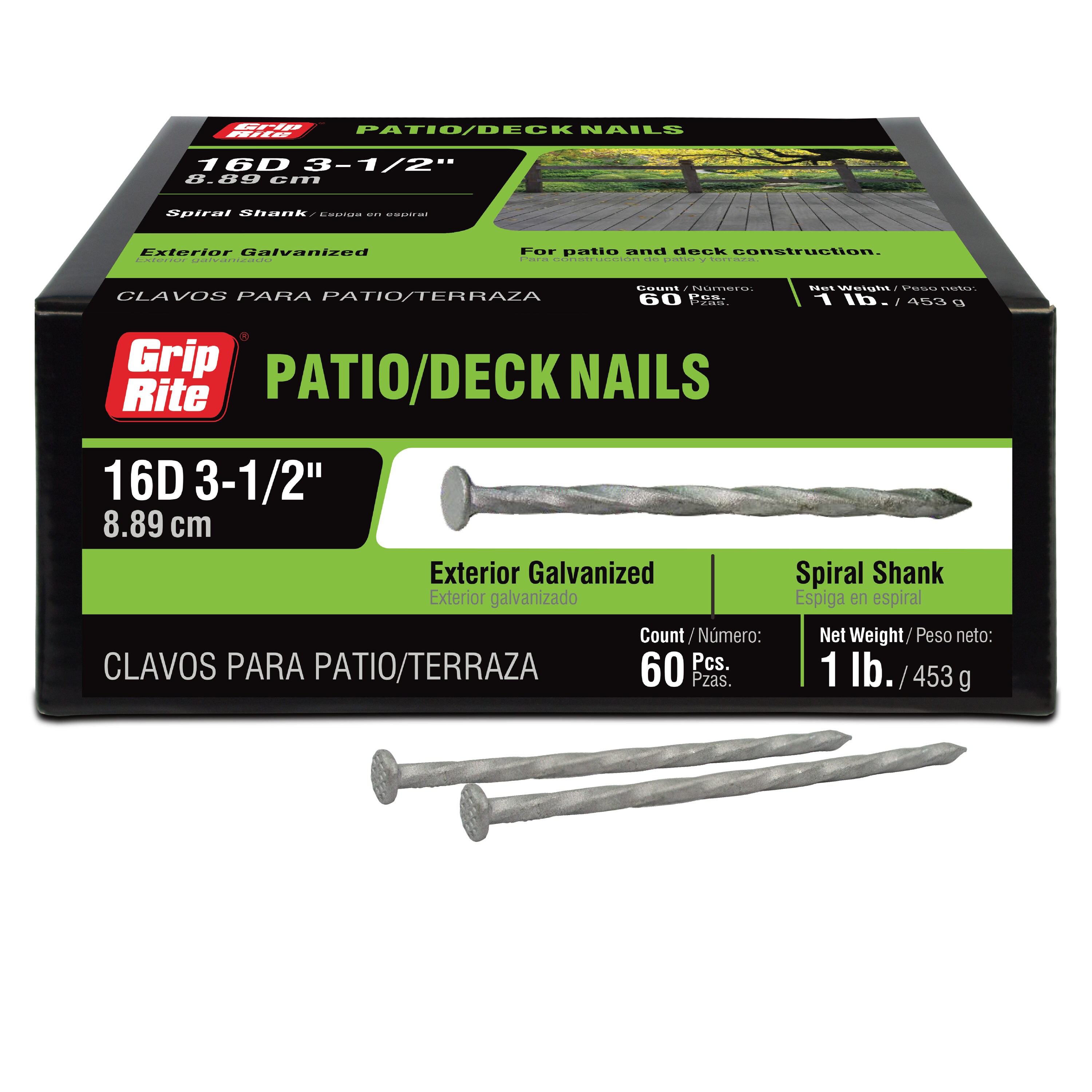 Grip-Rite 3-1/2-in x 0.162-in Hot-dipped galvanized Spiral Shank Deck nails ( 60 -Per Box )