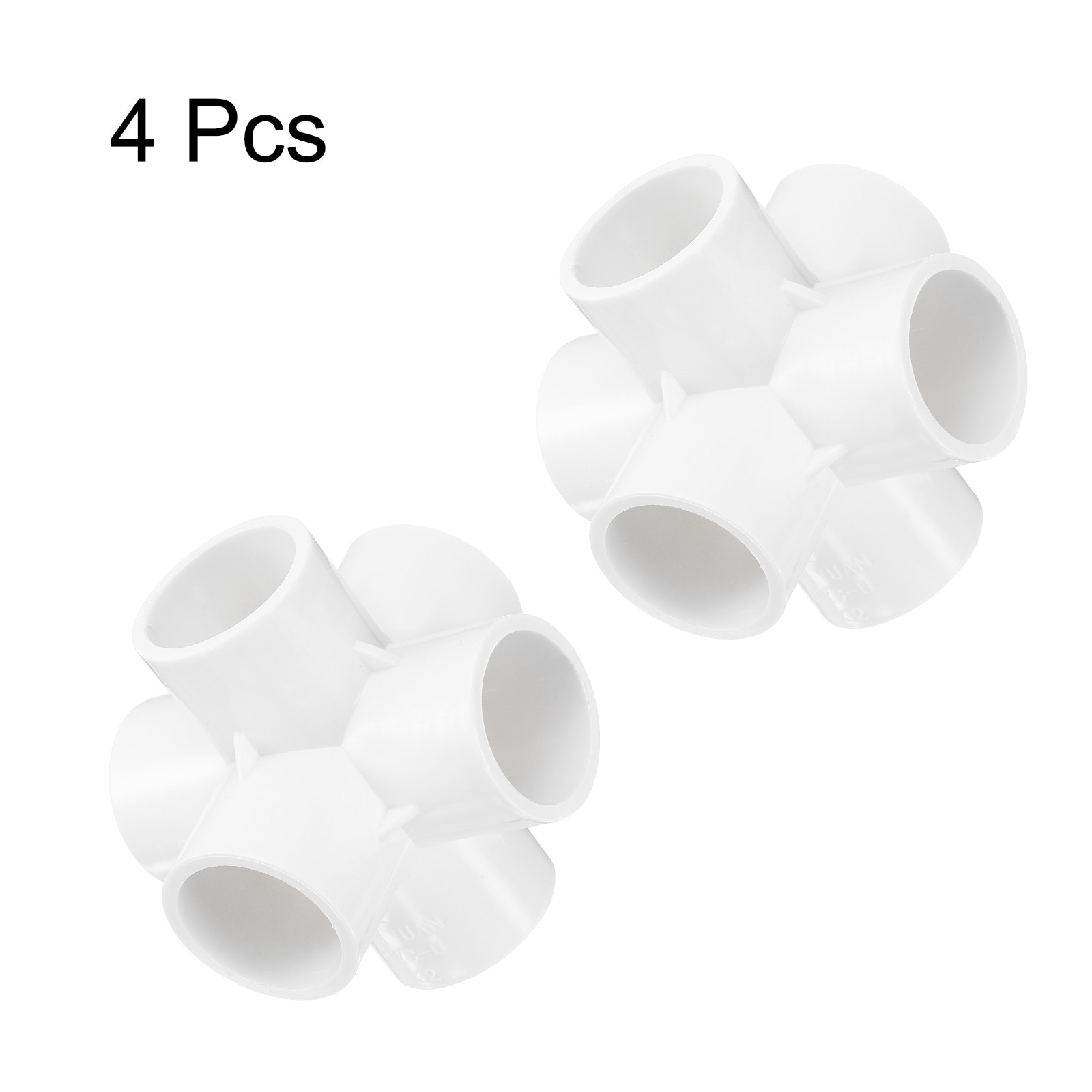 Harfington 4pcs 6 Way PVC Pipe Fittings 1-Inch Elbow Pipe Connector ...