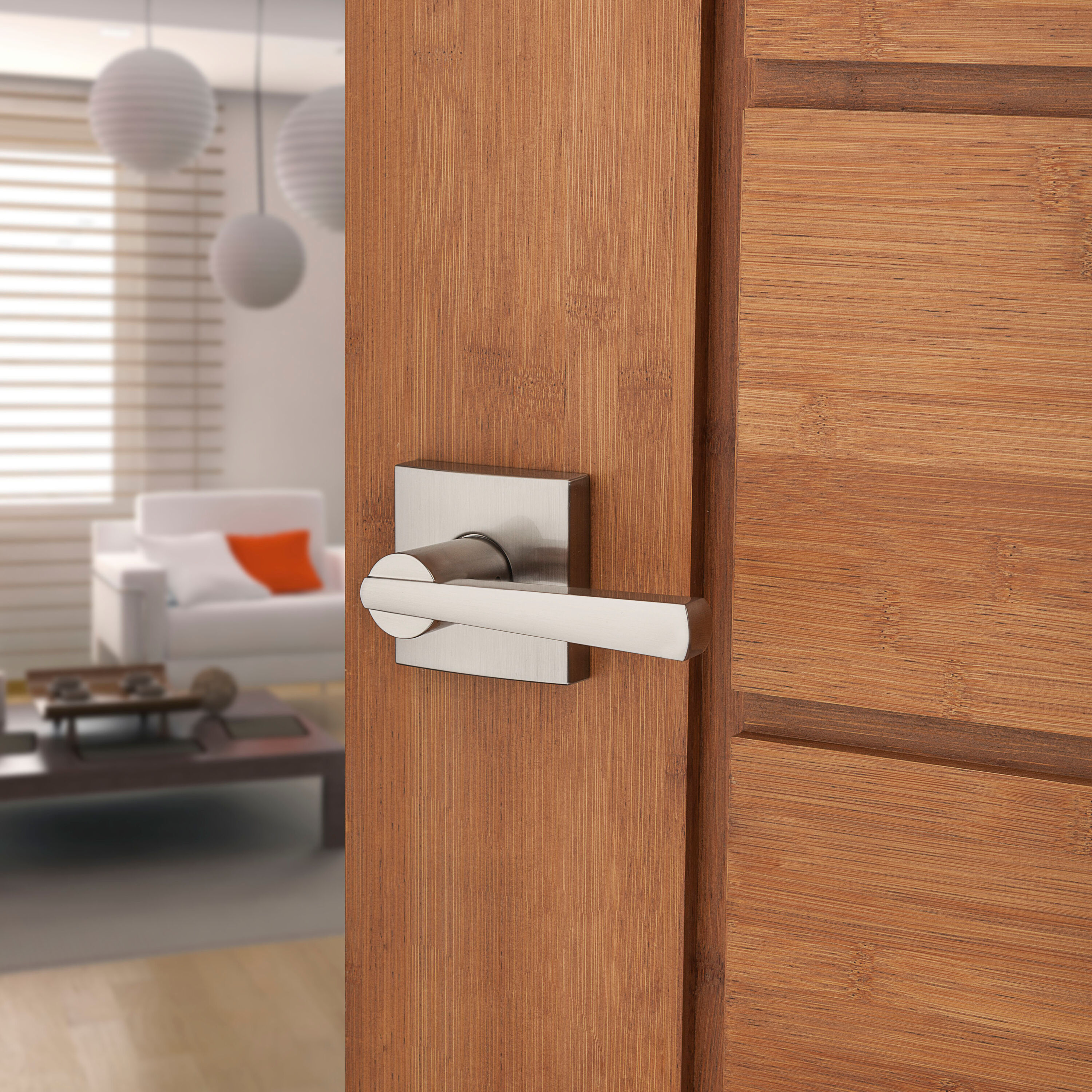 Satin Nickel Straight Lever Passage Door Handle