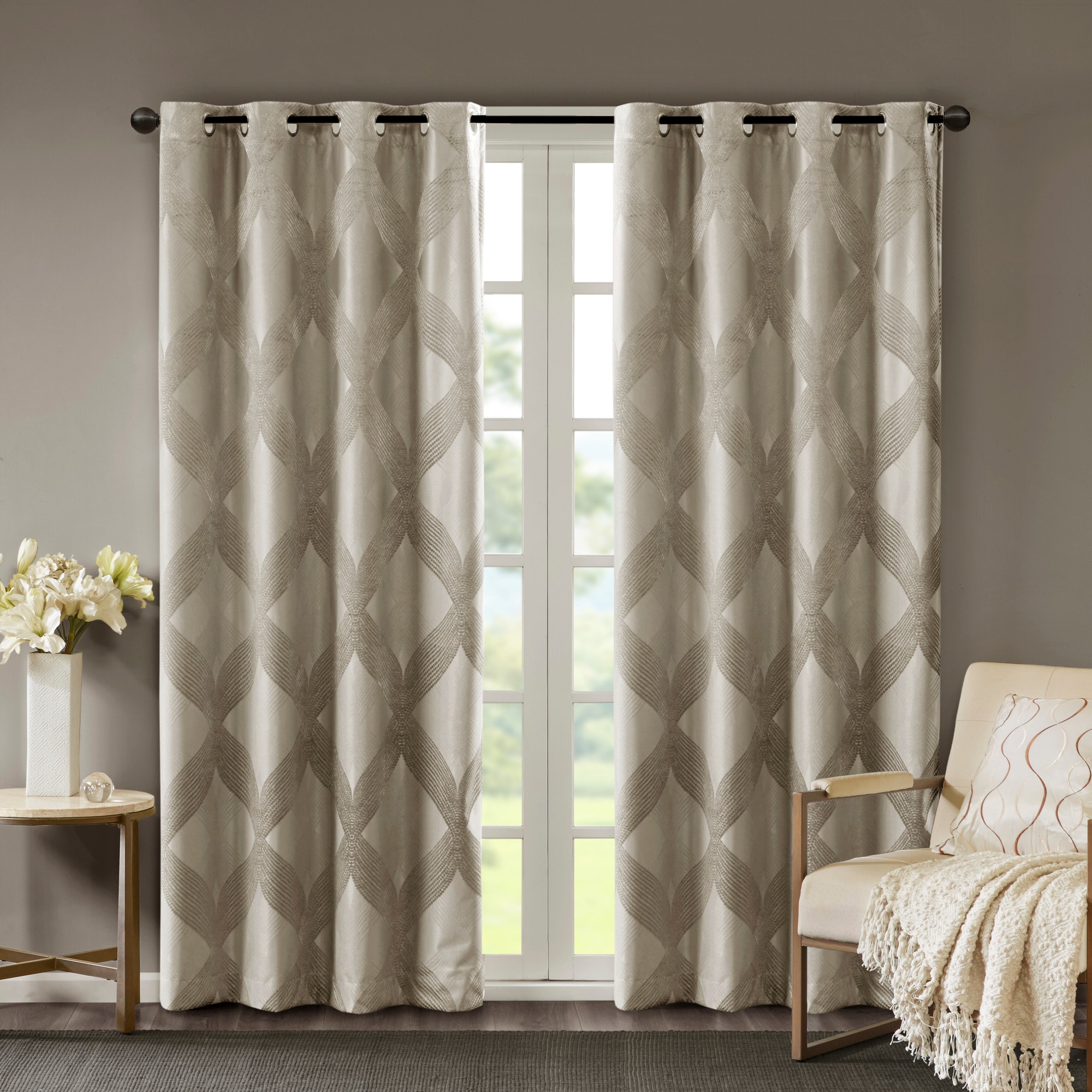 Sunsmart SS40-0121 95-Inches Taupe Geometric Blackout Grommet Single curtain panel