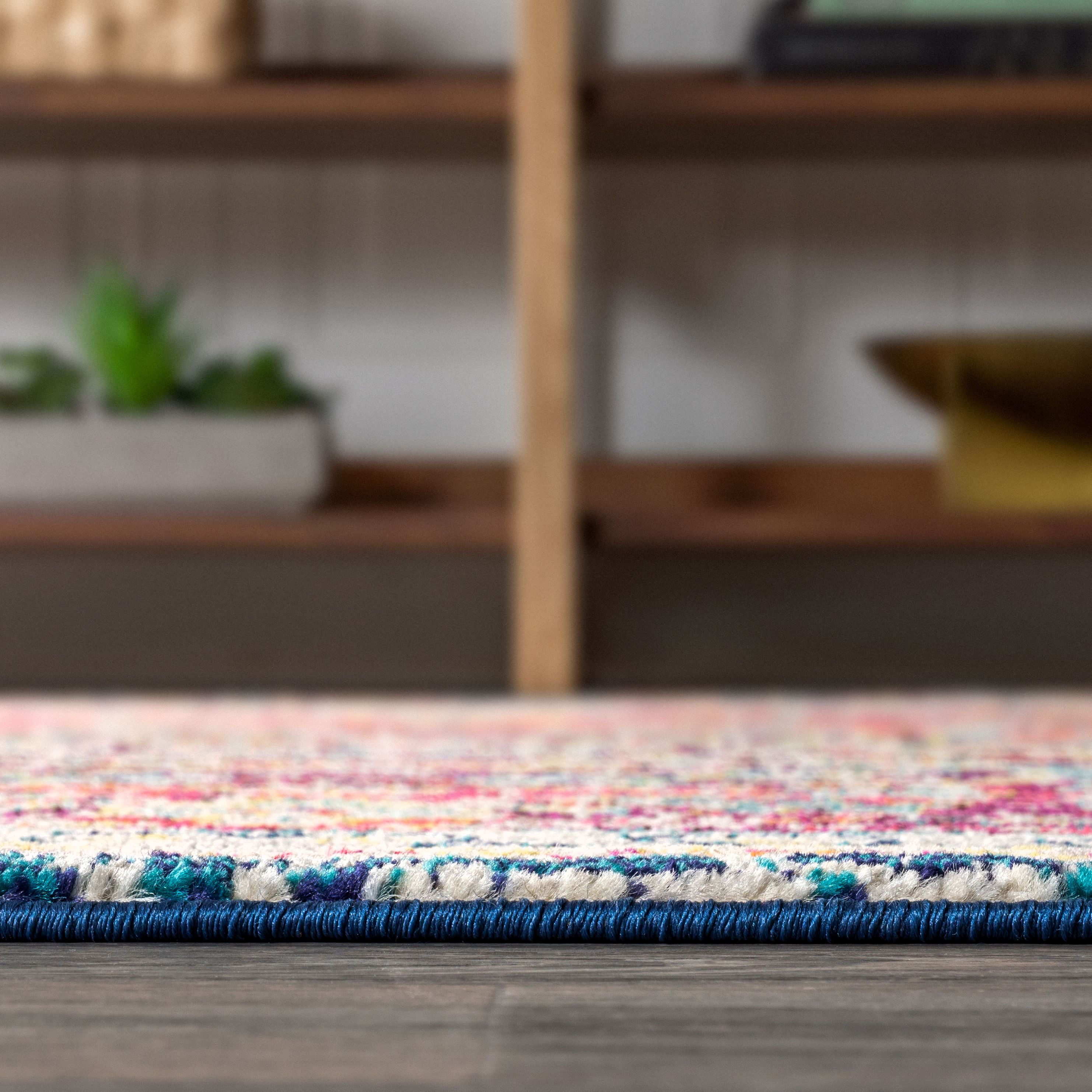 Cream and Orange Medallion Synthetic 4' x 6' Area Rug