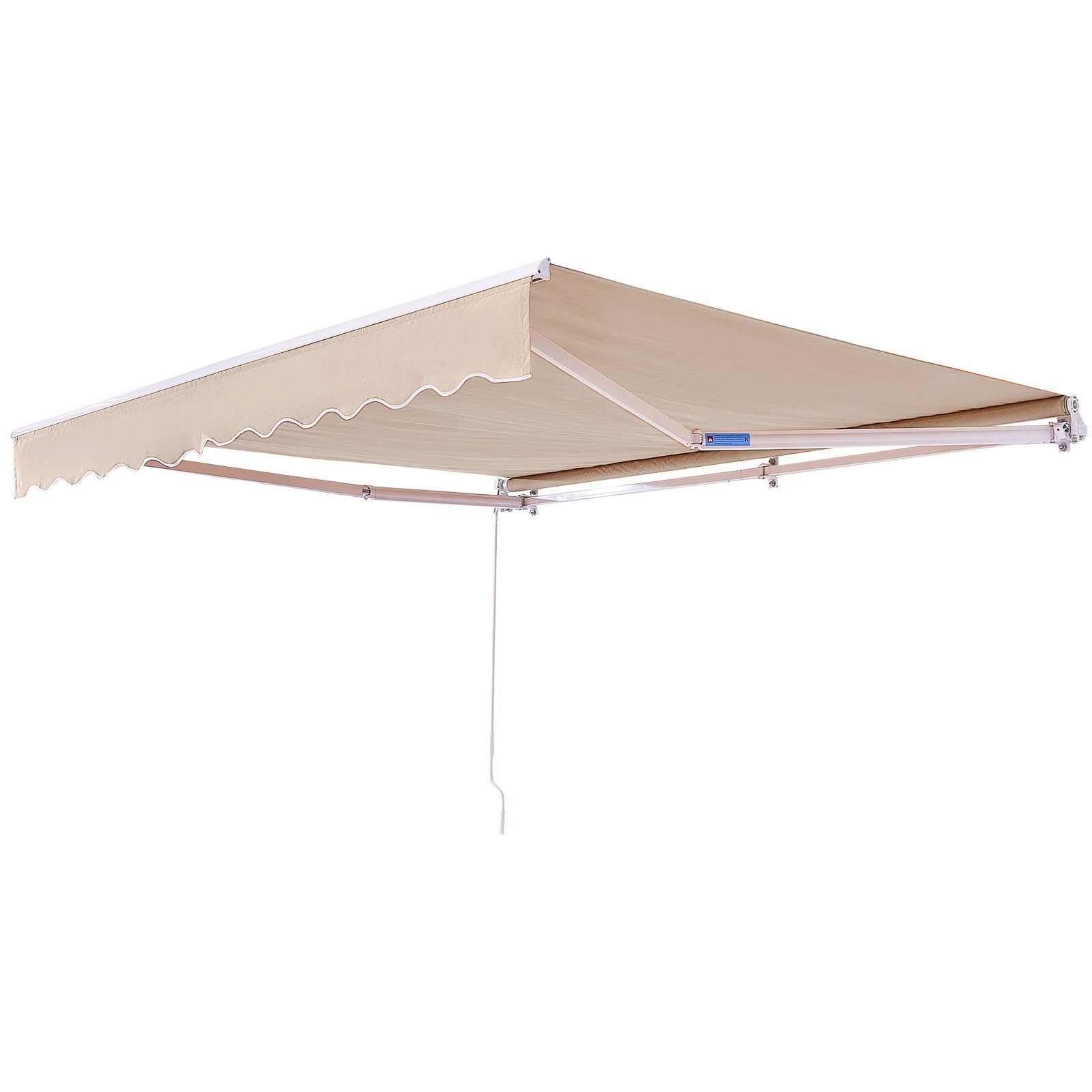Mecale Manual Retractable Patio Awning 10 x 8 ft Water Resistant Polyester Crank Handle #VOL-IQ1OVG