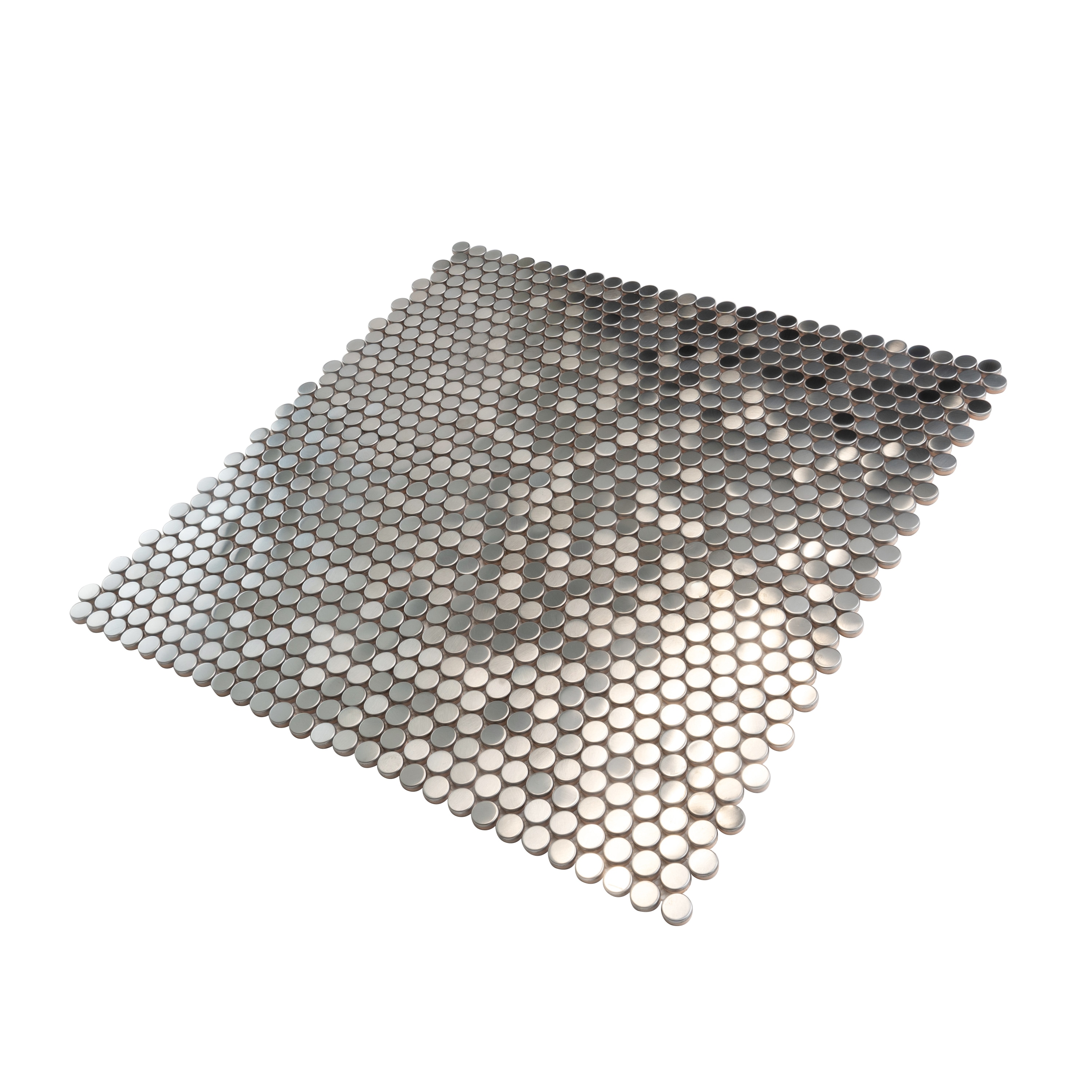 12" x 12" Polished Platinum Metal Penny Round Mosaic Tile