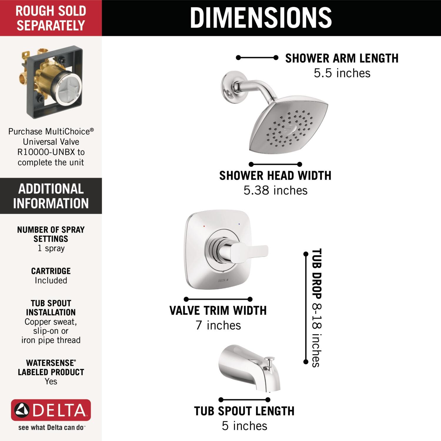 Delta T144339-PP Tub-Shower-Faucets - View #3