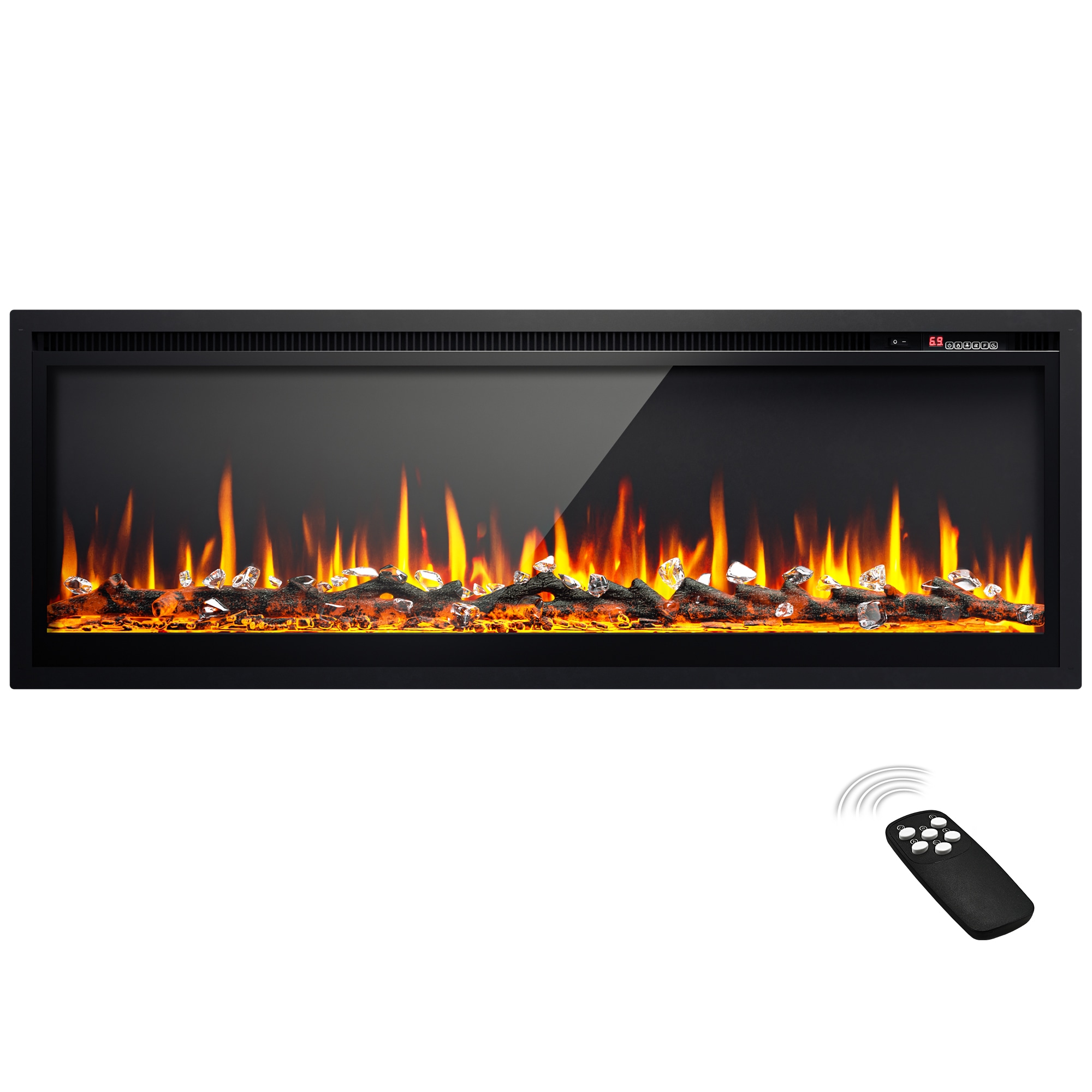SIMZLIFE EF-50-S-LWS 58-in W Black Wall mount Fan-forced Wall-mount Electric Fireplace with Remote Control Included