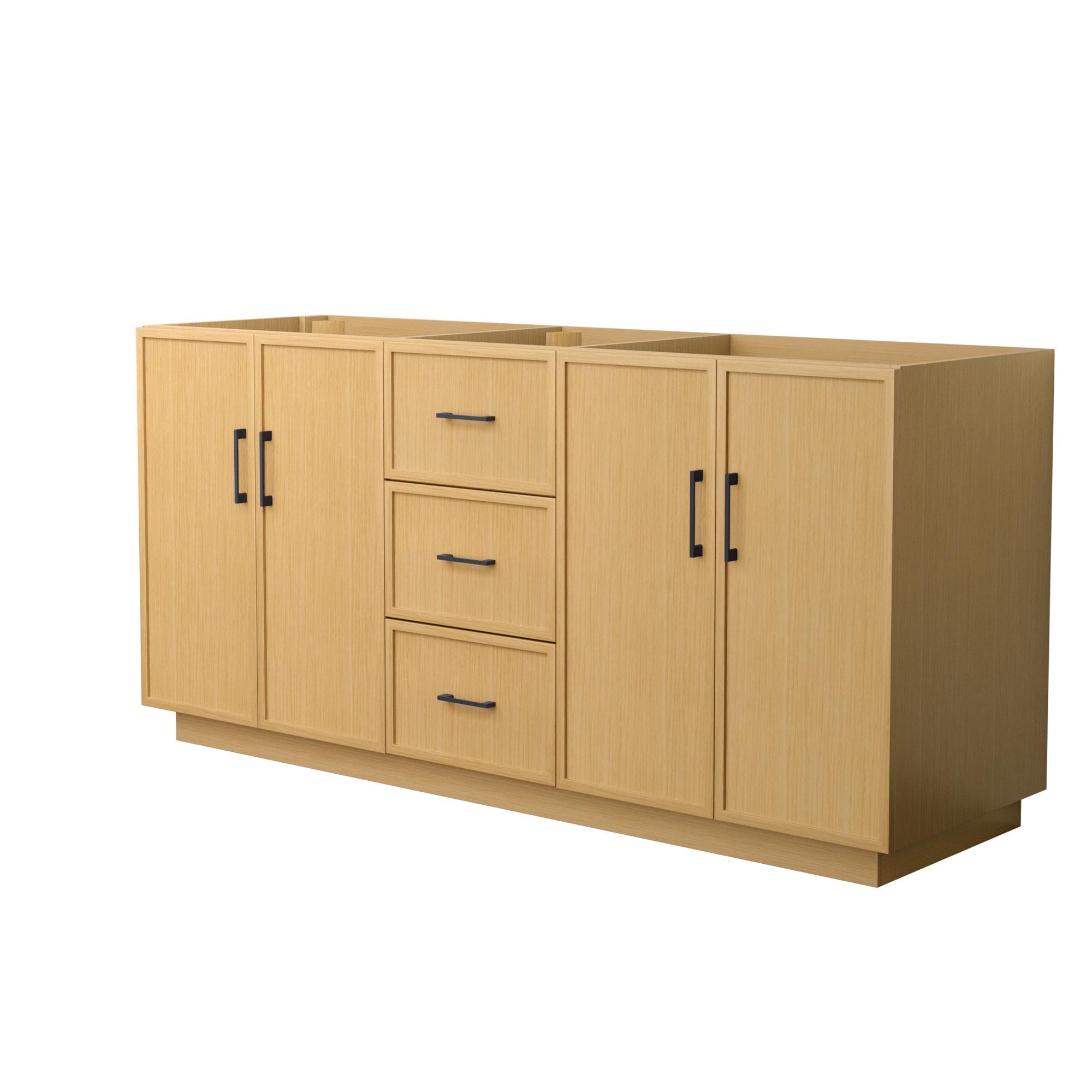 Wyndham Collection WCH747472DIBCXSXXMXX Elan TK 72-in Light Oak with Matte Black Trim Bathroom Vanity Base Cabinet without Top