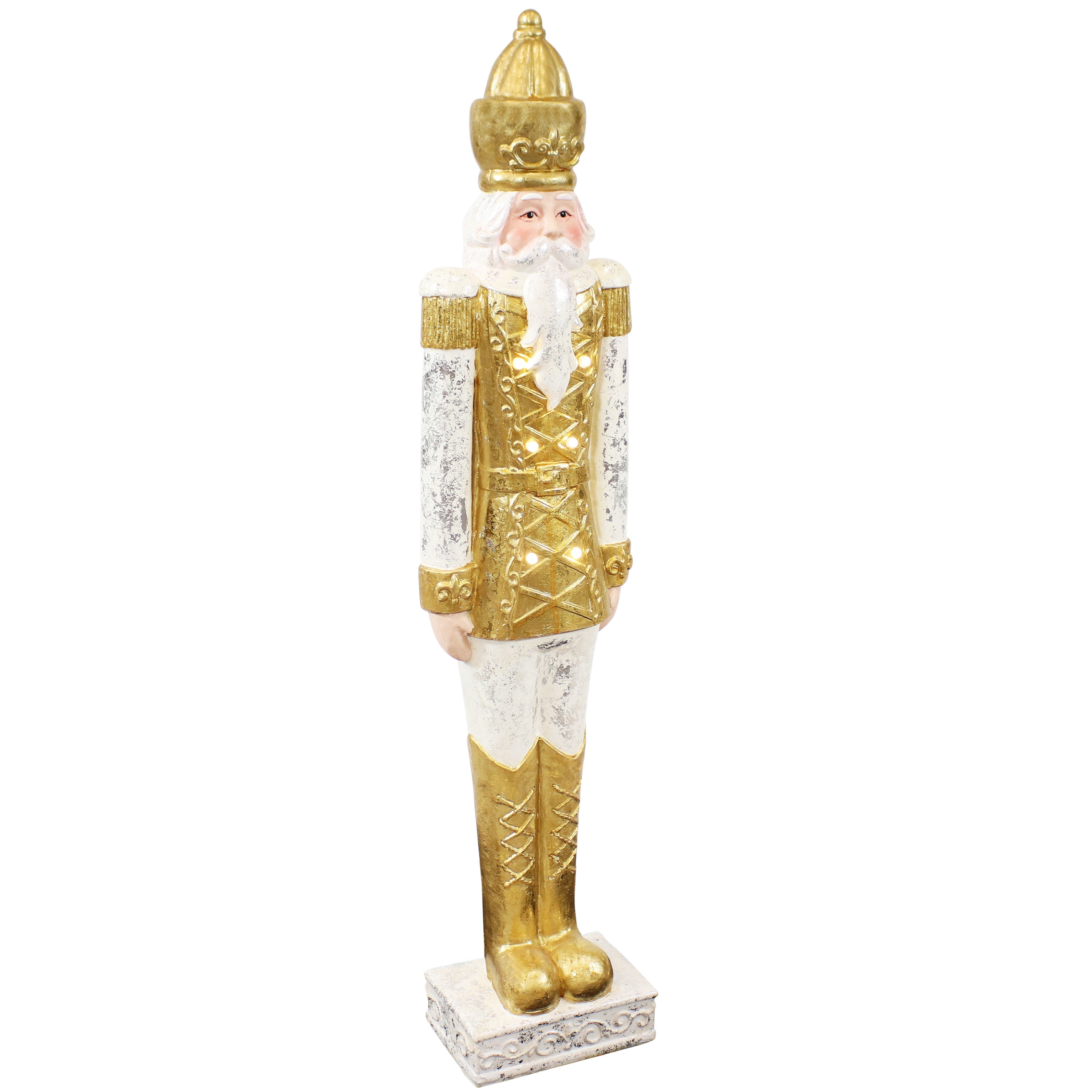 Sunnydaze Decor ART-993 Roland the Honorable Gold Nutcracker Statue with LEDs