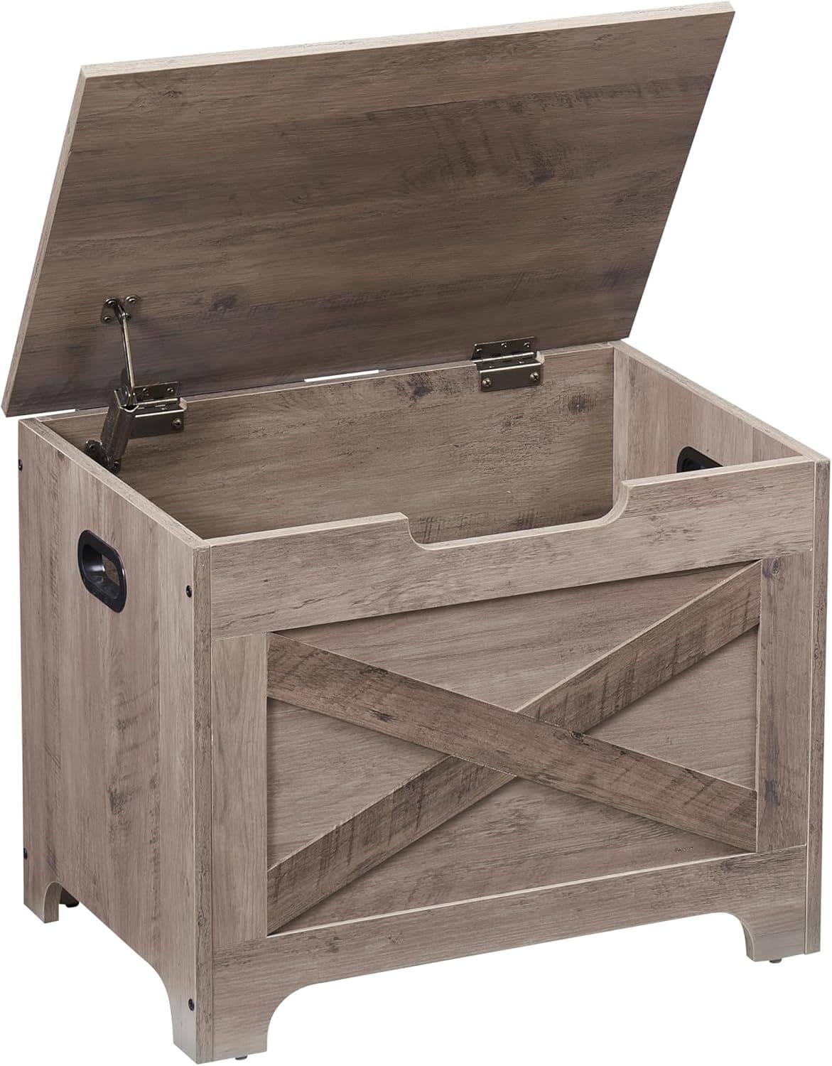 Qeetex DHZ-PHO-0YOKUVOT Storage Chest Storage Bench with Safety Hinge Farmhouse Style Wooden Toy Chest for Entryway Bedroom Living Room Grey