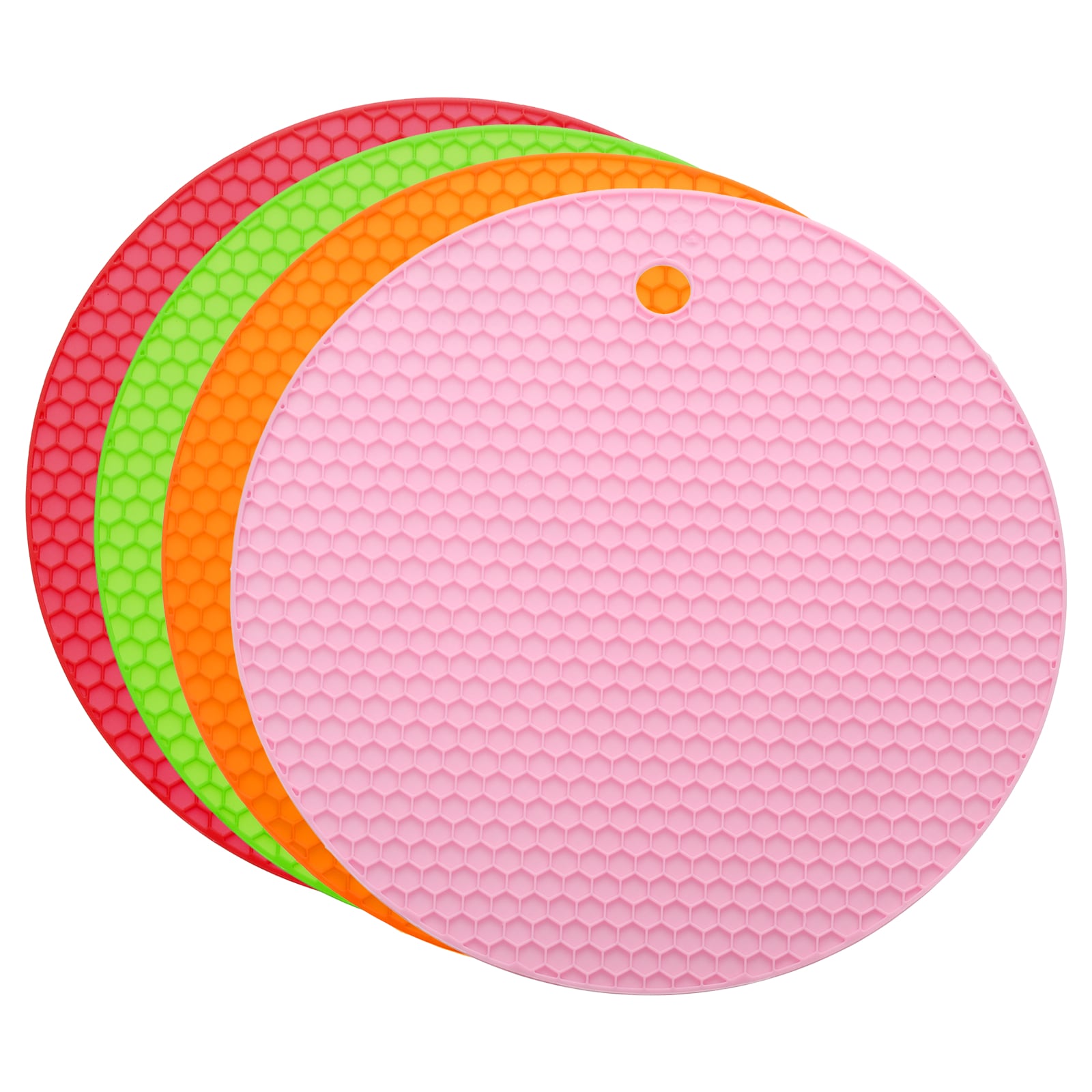 Unique Bargains 4pcs Silicone Jar Opener Pads 17.5cm/7inch Texture Can Opener Multipurpose Round Bottle Lid Opener Non-Slip Coasters for Weak Hands Seniors Children Pink/Red/Orange/Green #S26042400UX3404