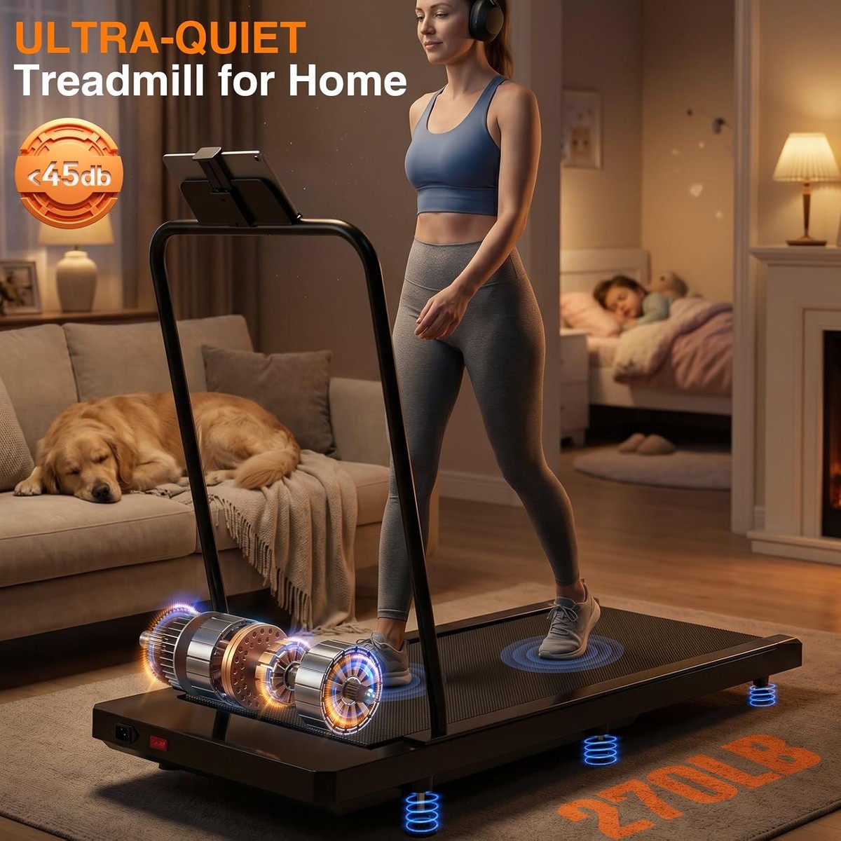 Yaobaolo 2.5HP Compact Walking Treadmill with 0-8 percent Incline and ...