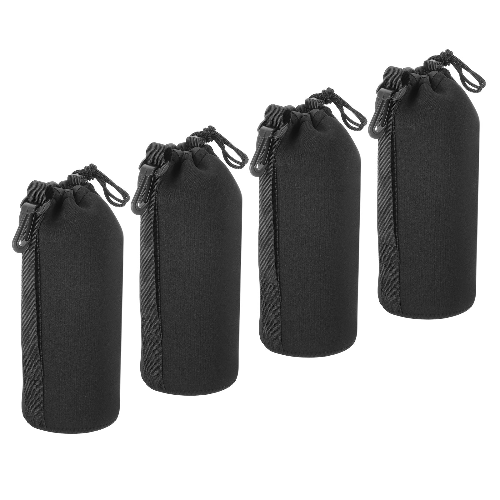 PATIKIL Camera Lens Bag 4Pcs 3.7 Inch ID x 9.8 Inch H Drawstring Lens Pouch with Thick Protective Neoprene Lens Case for DSLR Camera Lens Water Coffee Cups Black #S25122200UX8271