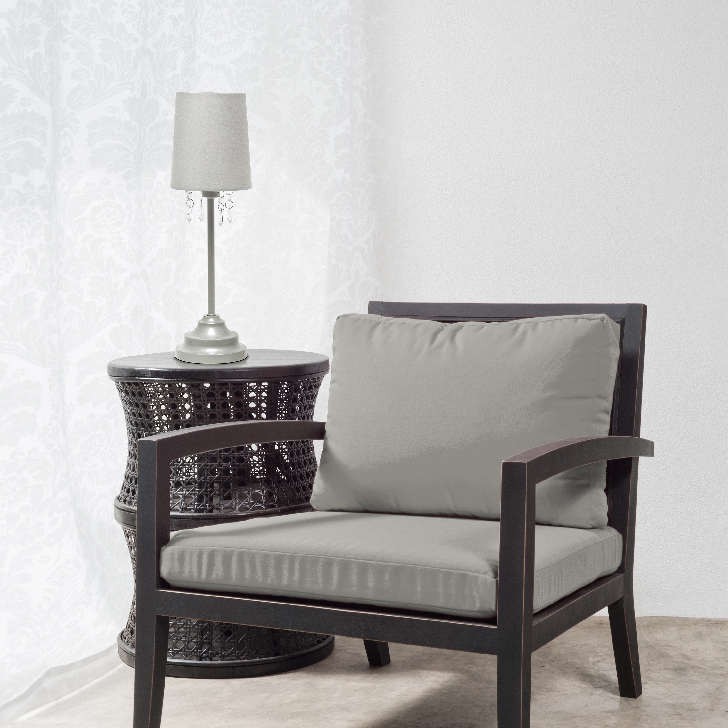 Simple Designs LT3018-GRY 17.25-in Gray On/Off switch Table Lamp with Fabric Shade