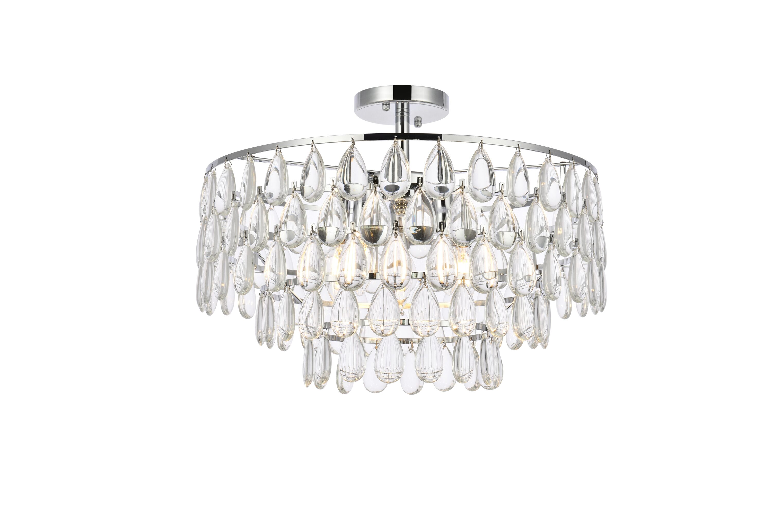 Elegant Decor HF3309F20C Home Furnishing 5 -Light 20-in Chrome Flush Mount Light