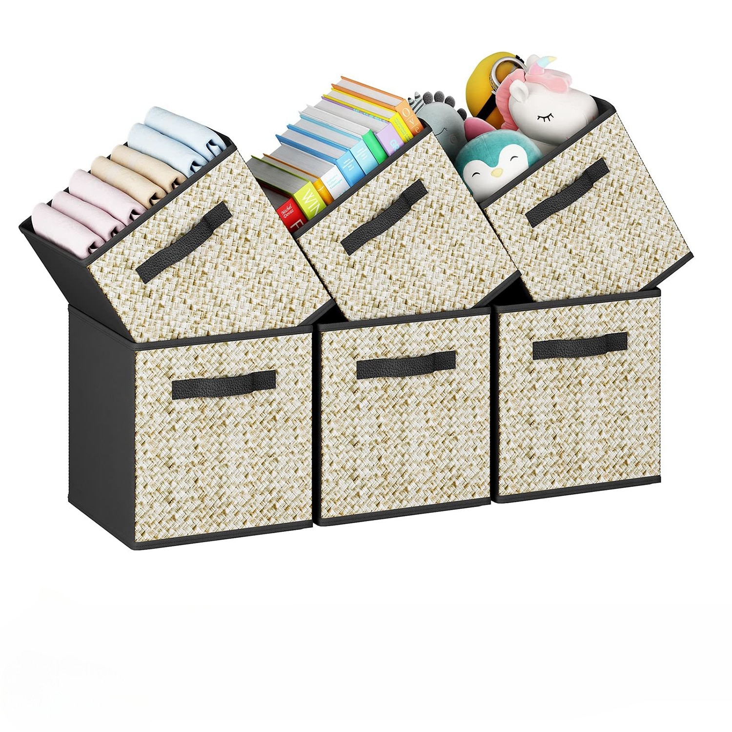 Fun Orange FUNSNCC04 ( 10.5-in W x 11-in H x 10.5-in D ) Black Fabric Collapsible Stackable Bin