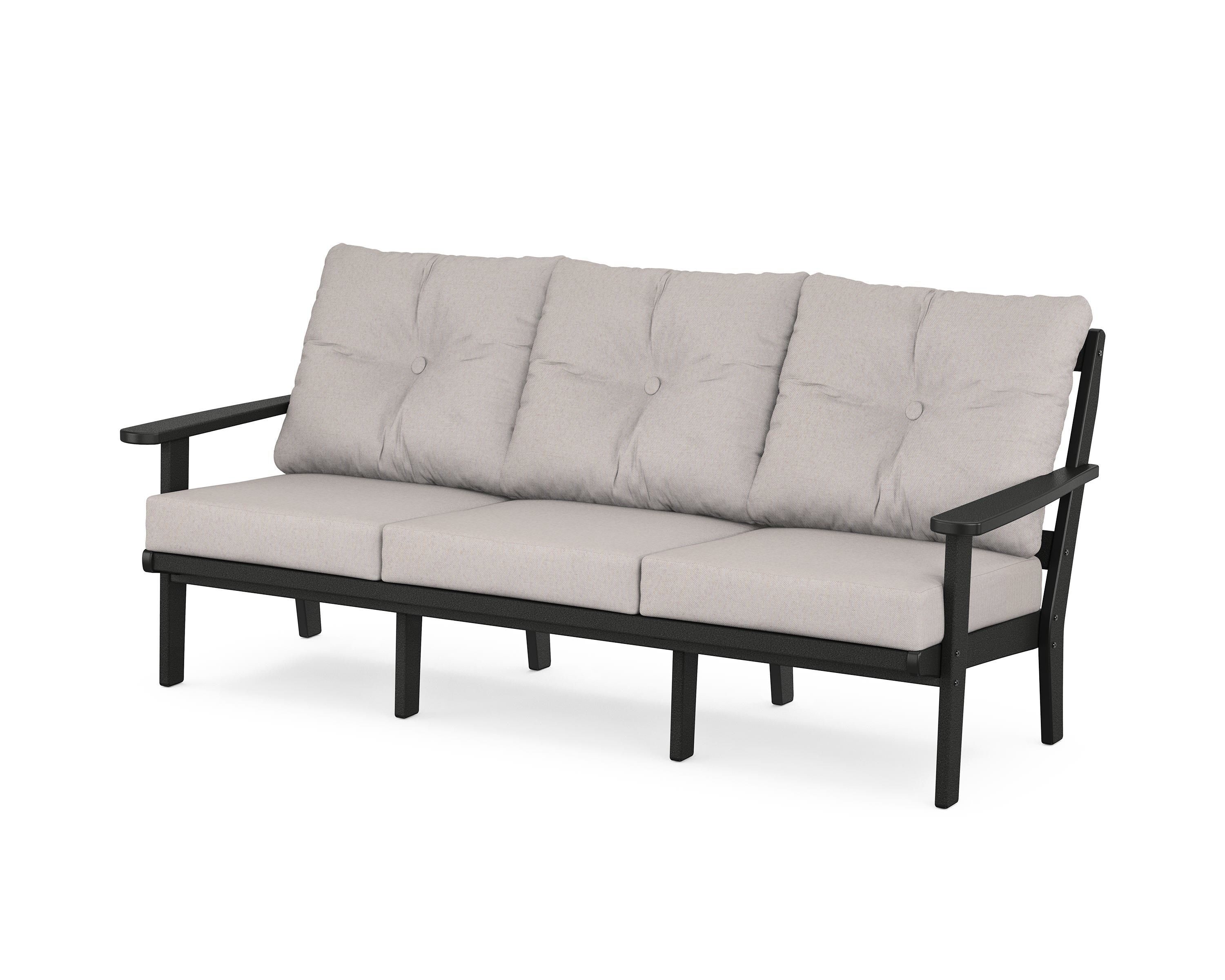 Trex Outdoor Furniture TX4433-CB145999 Cape Cod Outdoor Sofa with Tan Cushions and Plastic Frame
