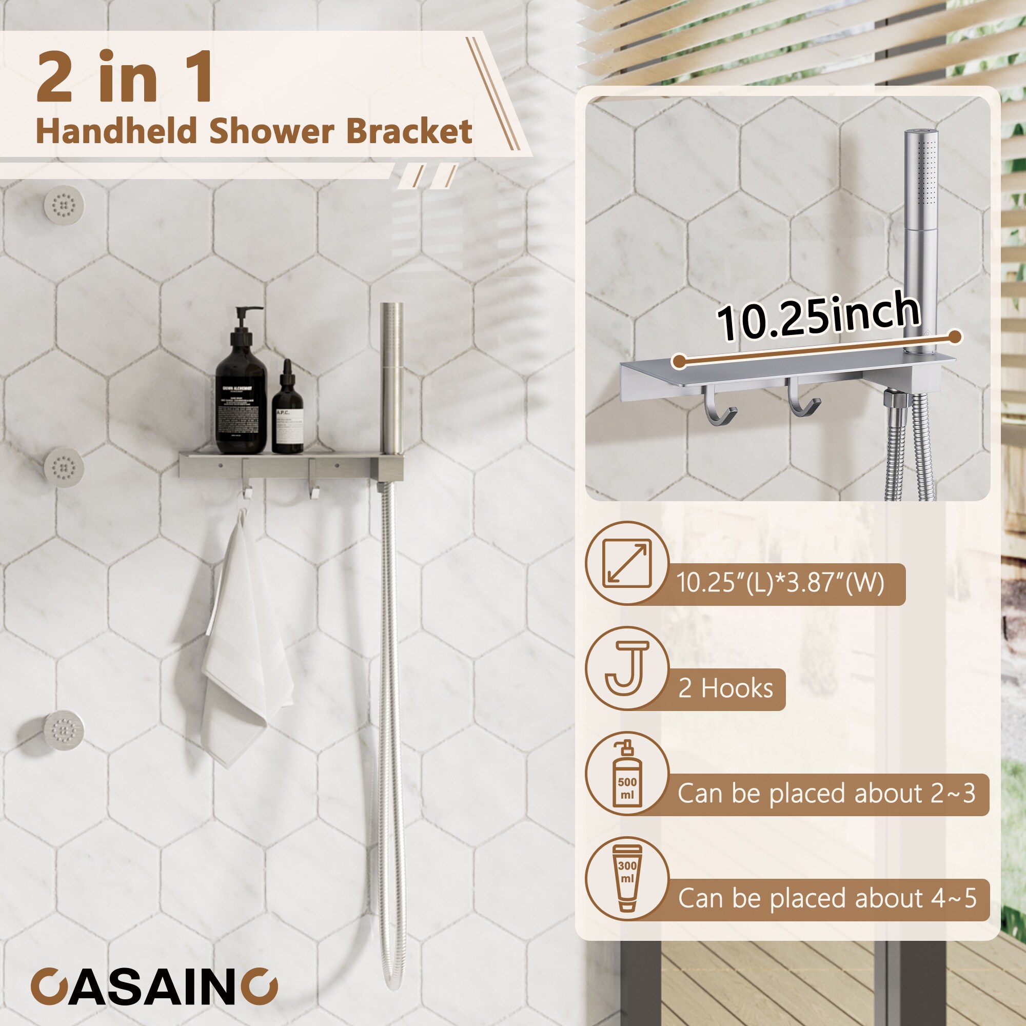 CASAINC KCHS0004-12BN Showerhead-Bar-Panels - View #9