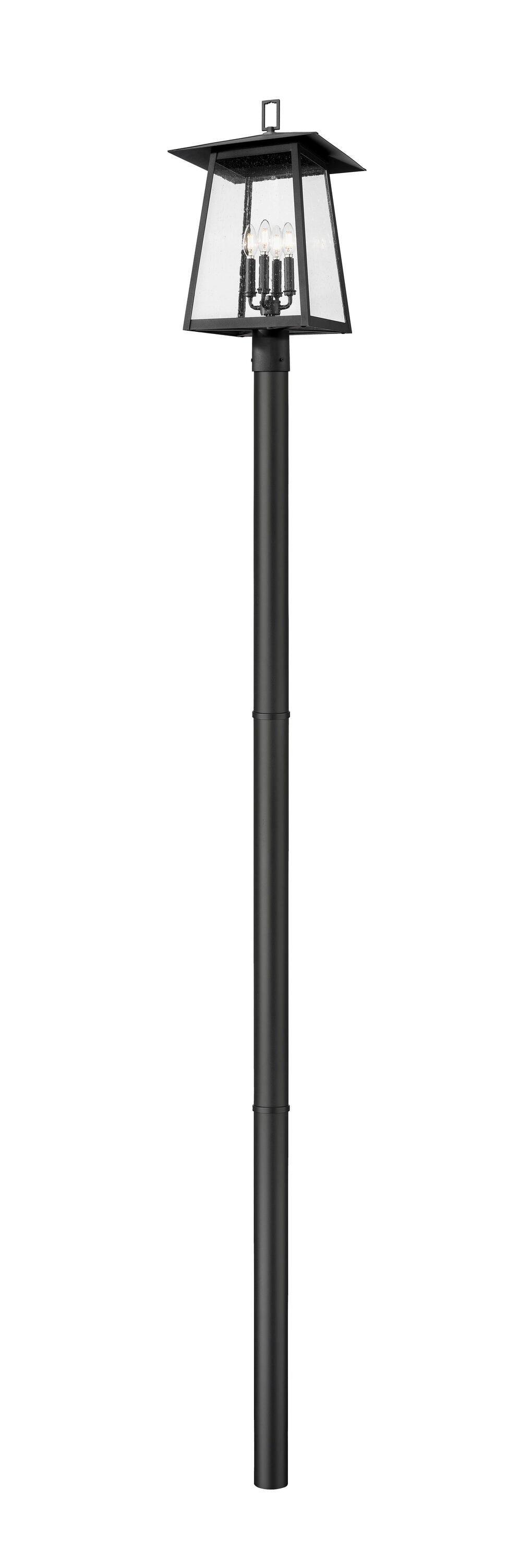 Z-Lite 5015PHBR-5009P96-BK Rainer 118.25-Inches H Black Hardwired LED Incandescent Post light